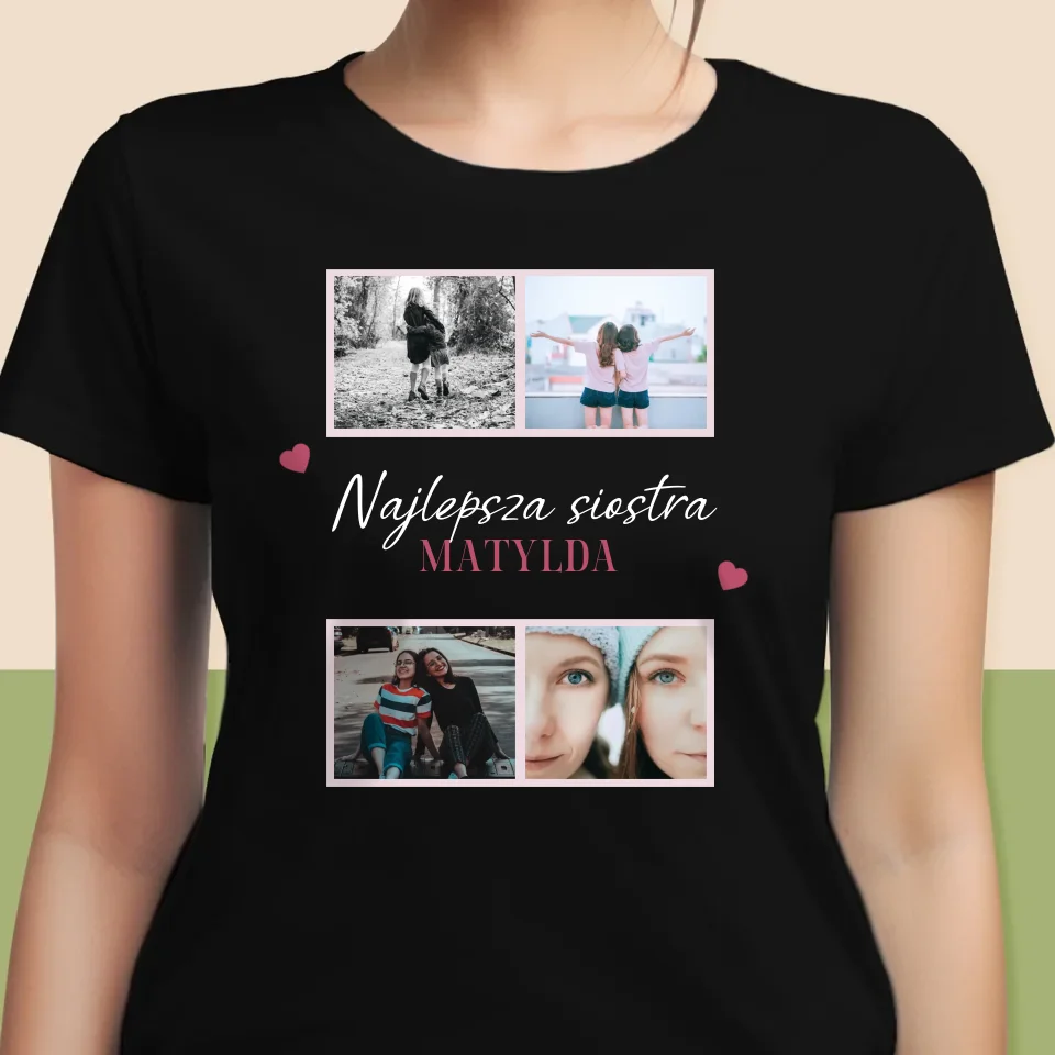 Fotokolaż: Najlepsza Siostra - Koszulka Damska z Nadrukiem - Image 6