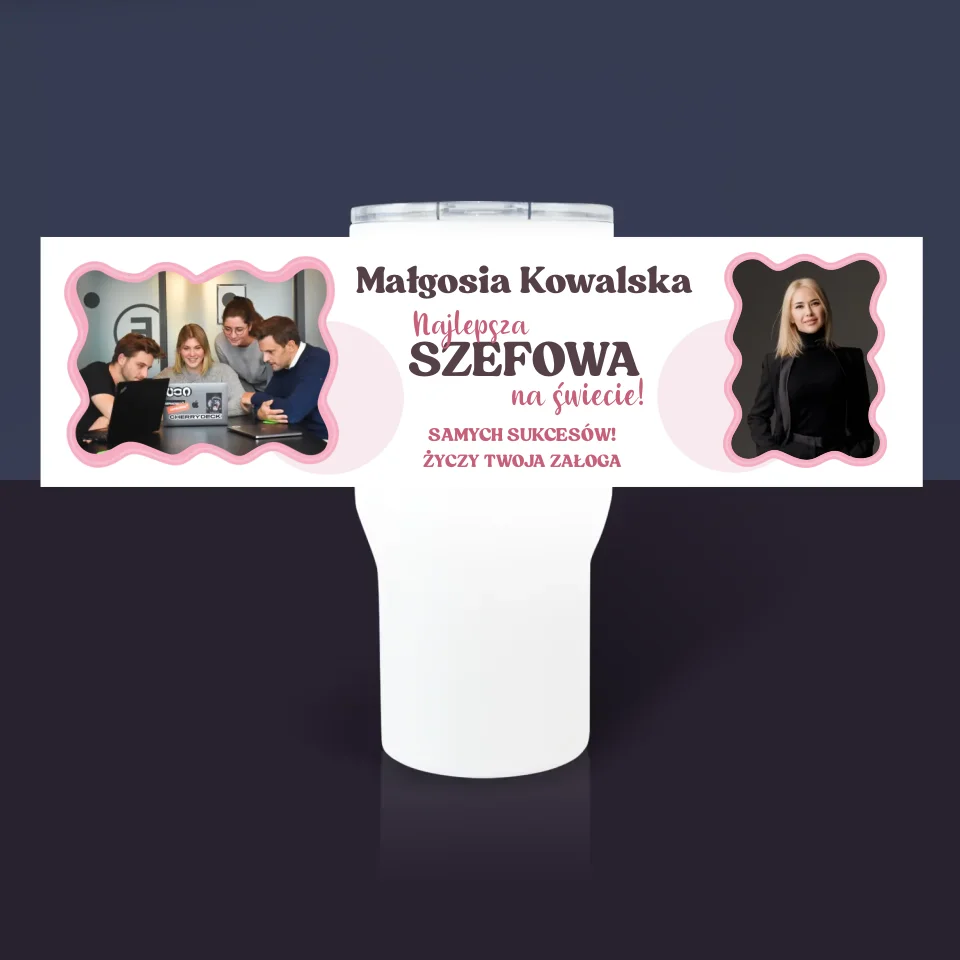 Fotokolaż: Najlepsza Szefowa - Kubek Termiczny Biały - Image 3
