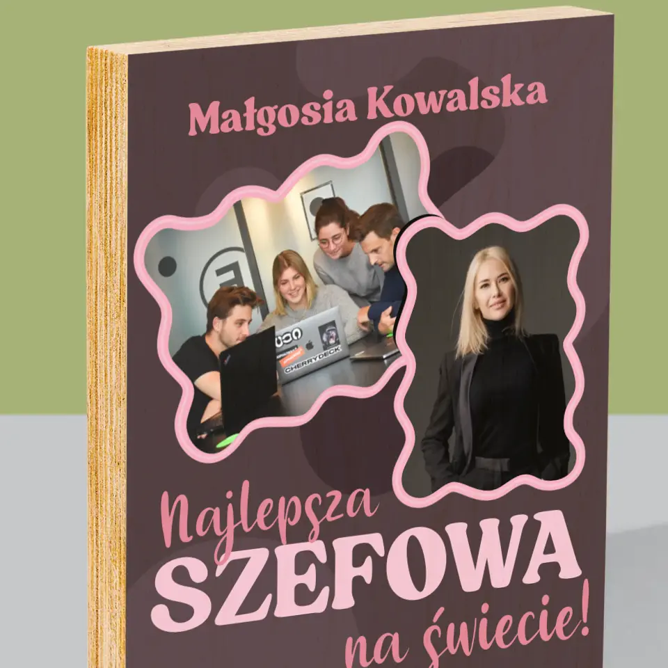 Fotokolaż: Najlepsza Szefowa - Wydruk Na Drewnie - Image 2