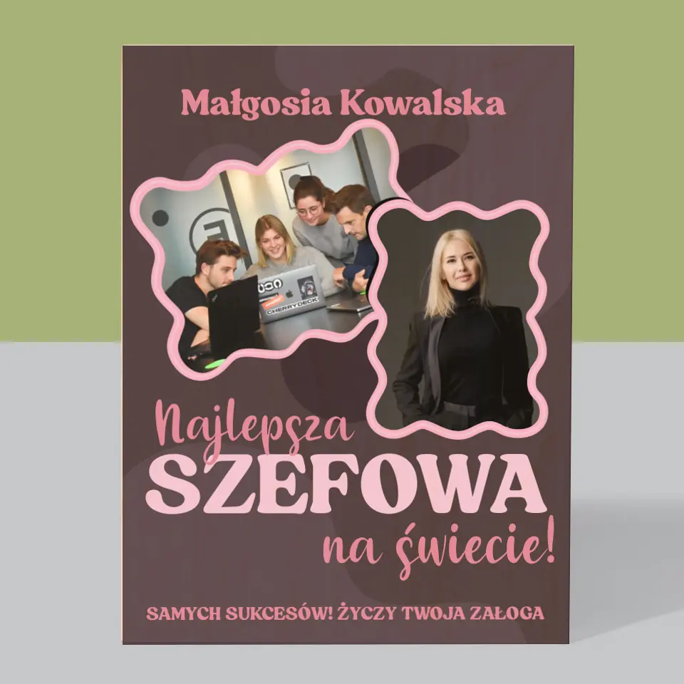 Fotokolaż: Najlepsza Szefowa - Wydruk Na Drewnie - Image 3