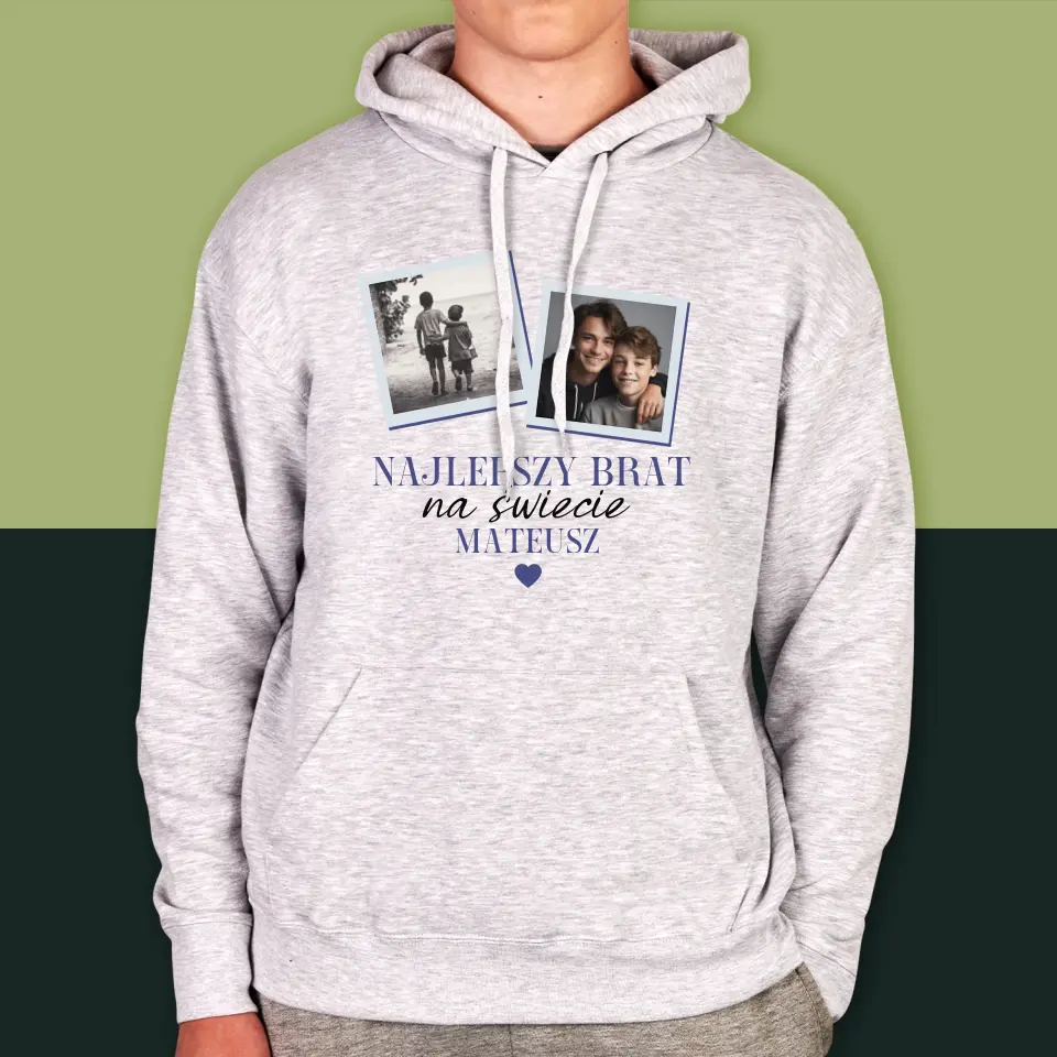 Fotokolaż: Najlepszy Brat Na Świecie - Bluza Męska z Kapturem - Image 4