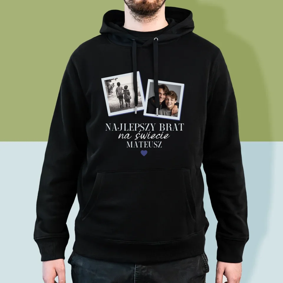 Fotokolaż: Najlepszy Brat Na Świecie - Bluza Męska z Kapturem - Image 5