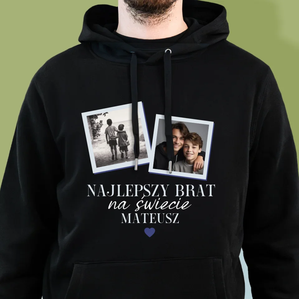 Fotokolaż: Najlepszy Brat Na Świecie - Bluza Męska z Kapturem - Image 6