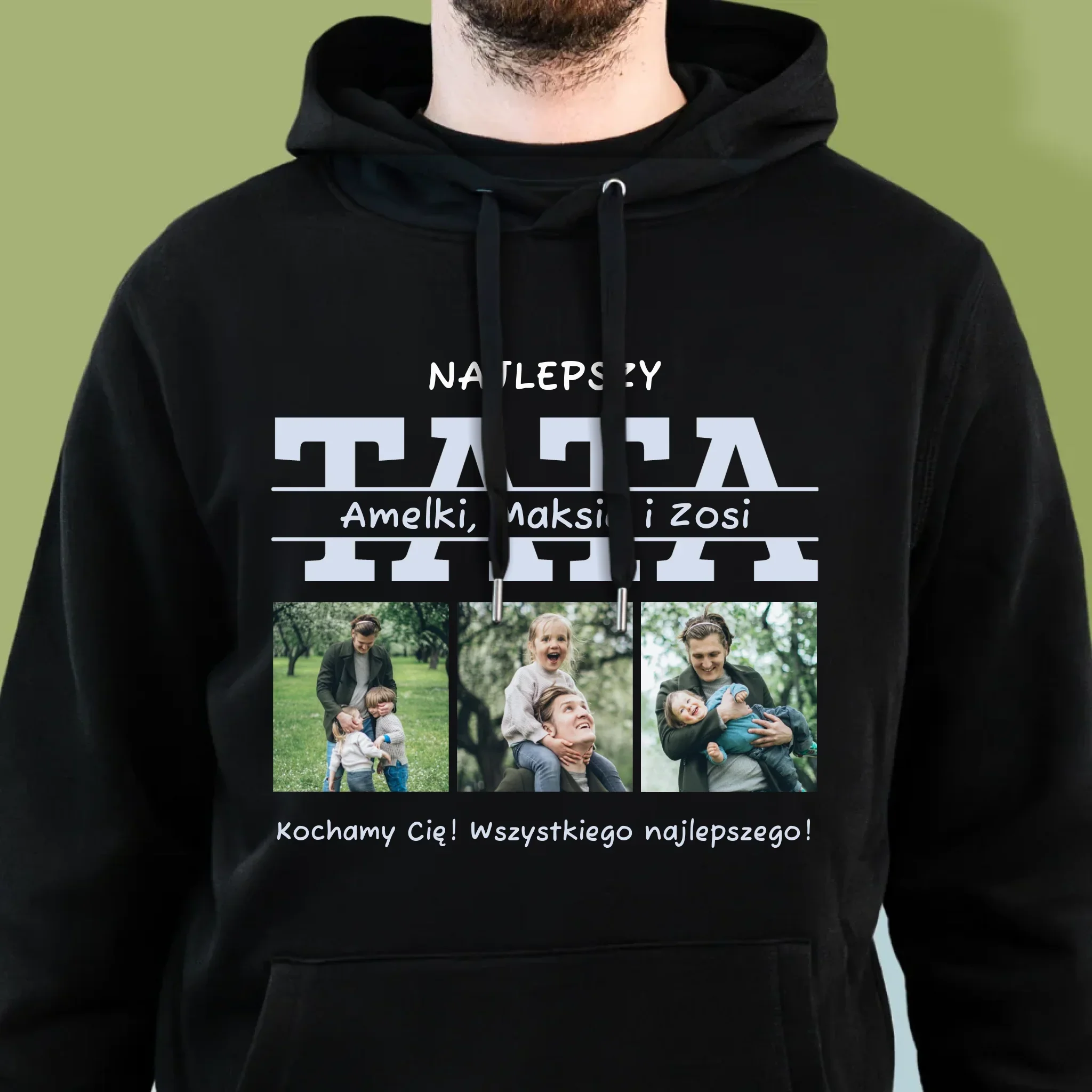 Fotokolaż: Najlepszy Tata Imiona - Bluza Męska z Kapturem - Image 2