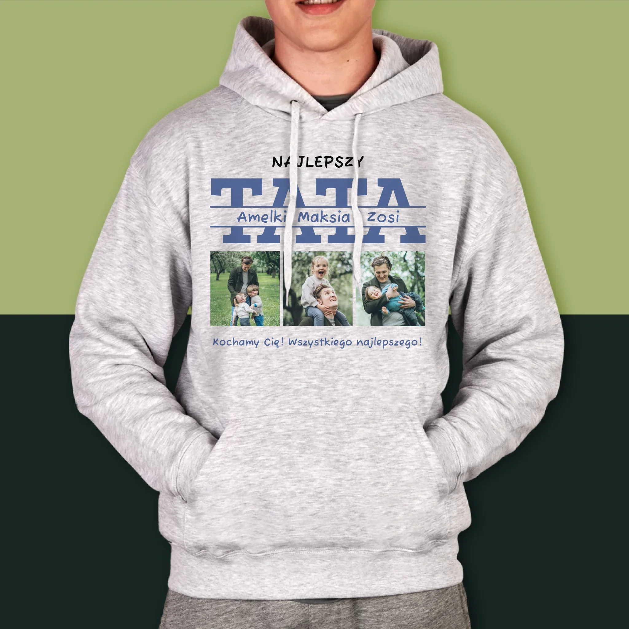 Fotokolaż: Najlepszy Tata Imiona - Bluza Męska z Kapturem - Image 5