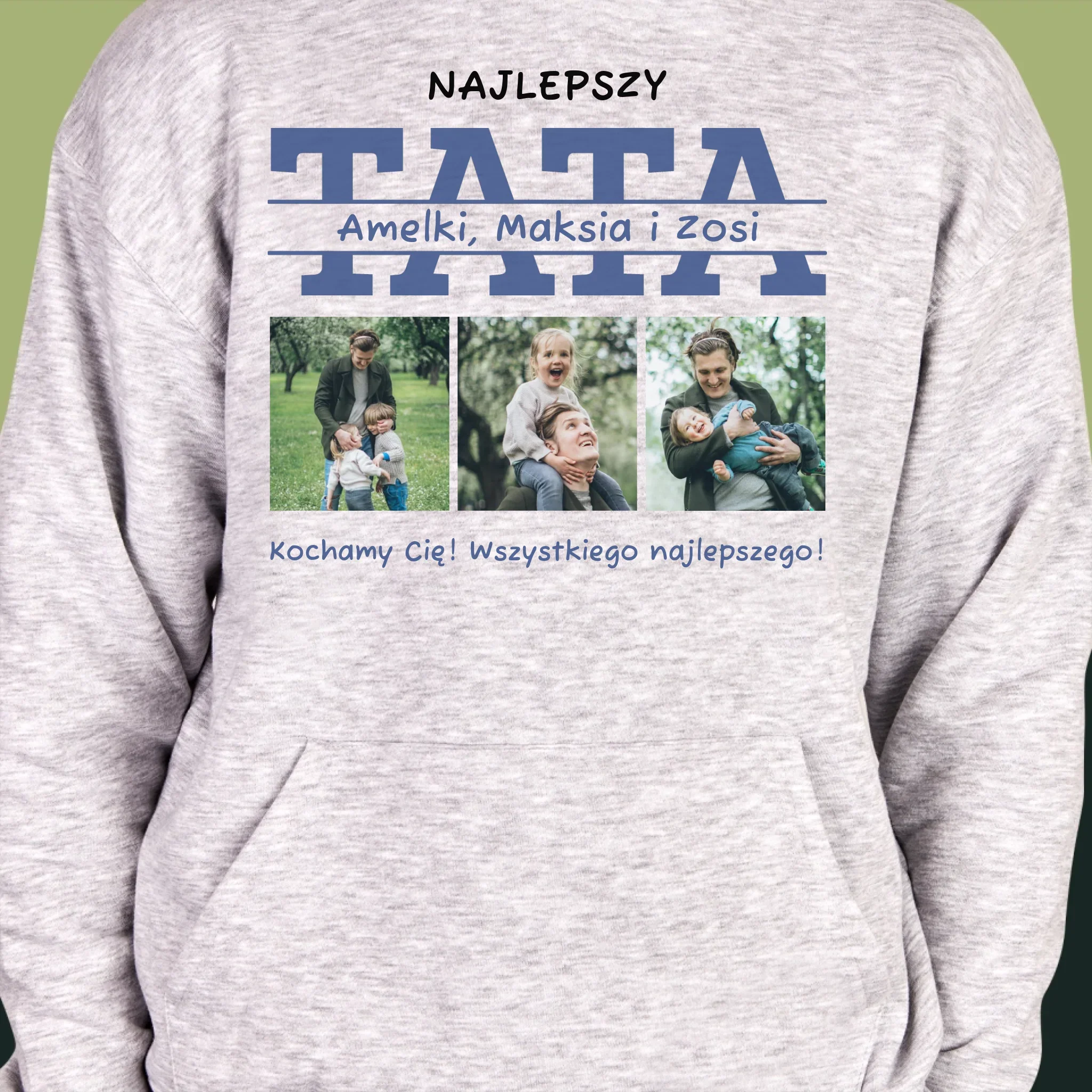 Fotokolaż: Najlepszy Tata Imiona - Bluza Męska z Kapturem - Image 6