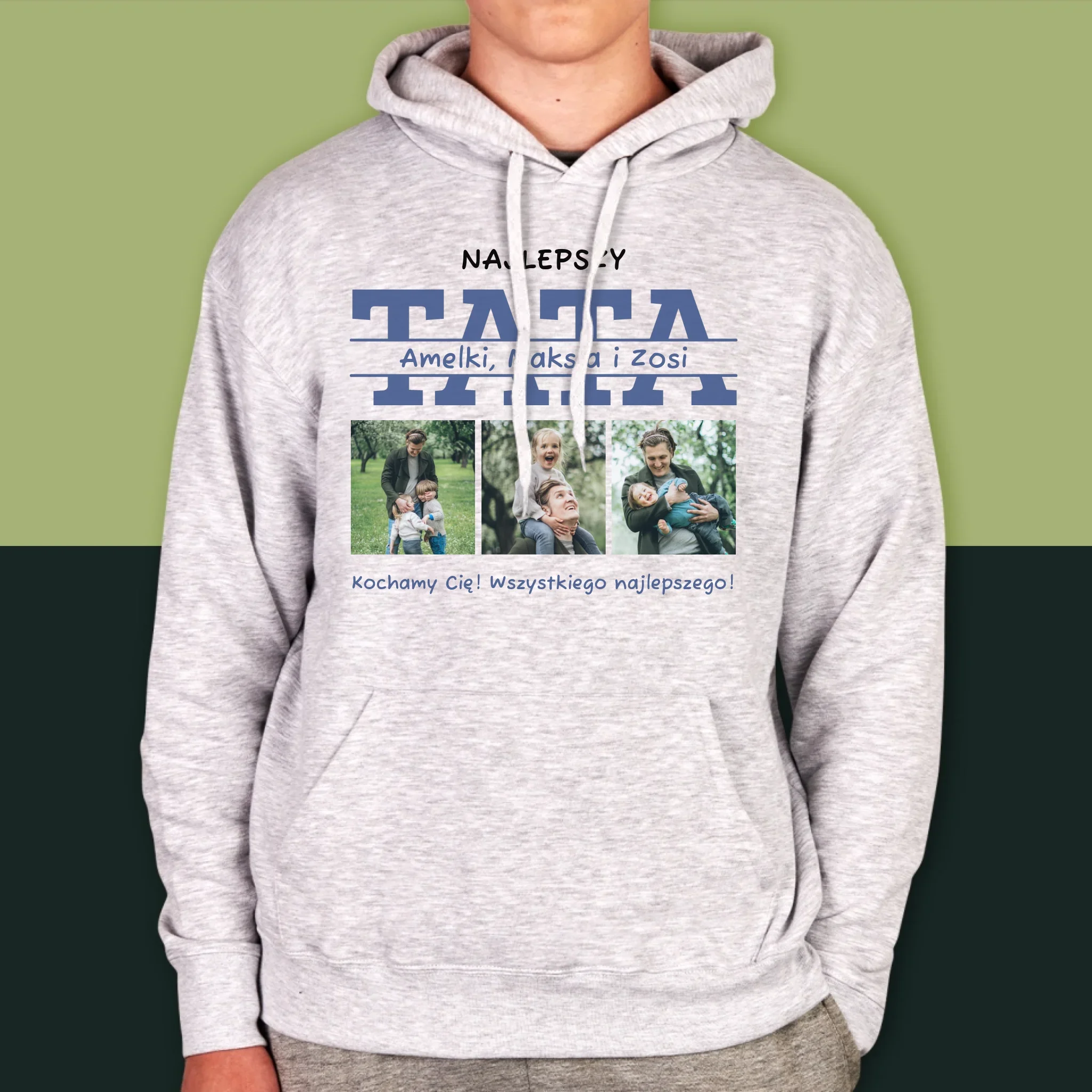 Fotokolaż: Najlepszy Tata Imiona - Bluza Męska z Kapturem - Image 8