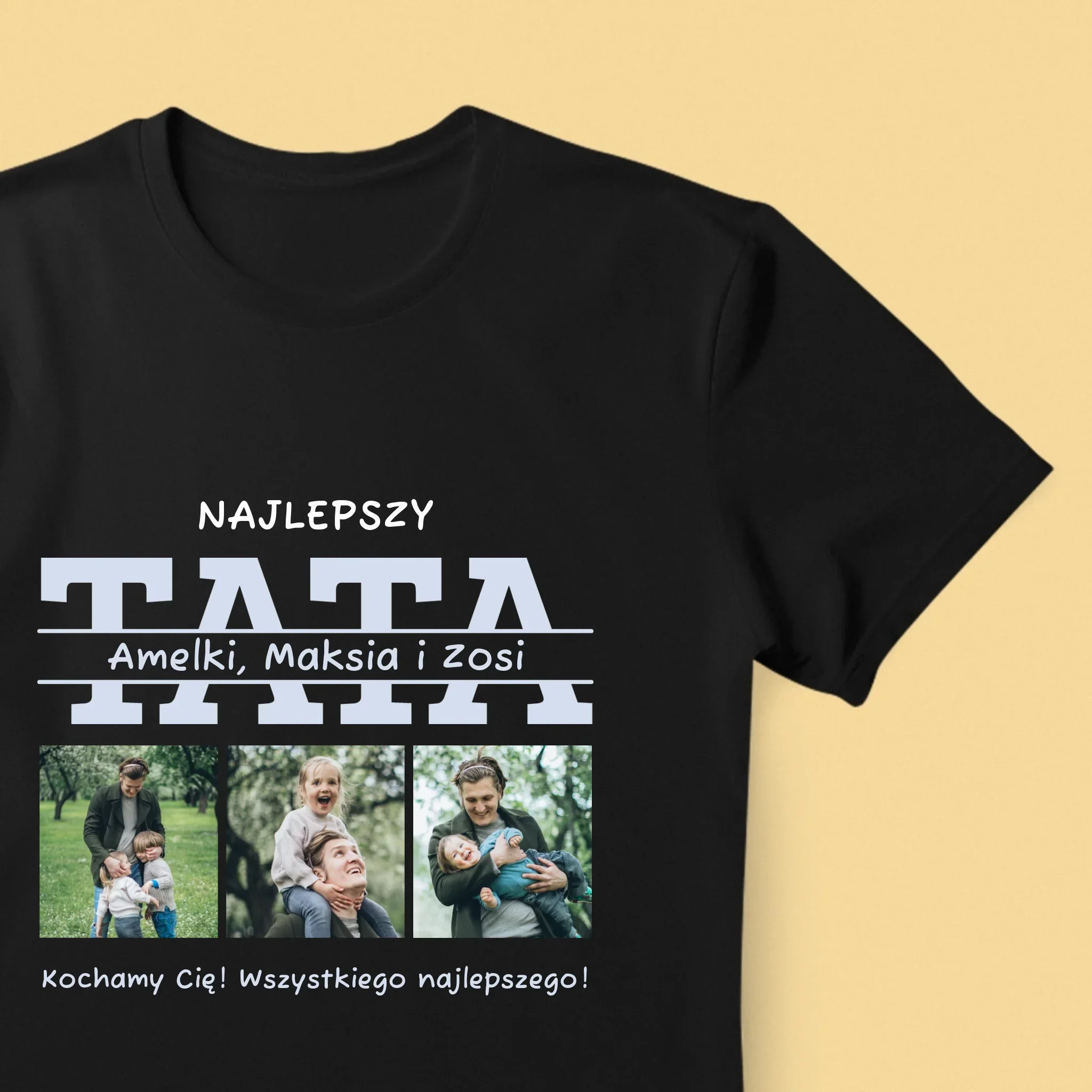 Fotokolaż: Najlepszy Tata Imiona - Koszulka Męska z Nadrukiem - Image 8