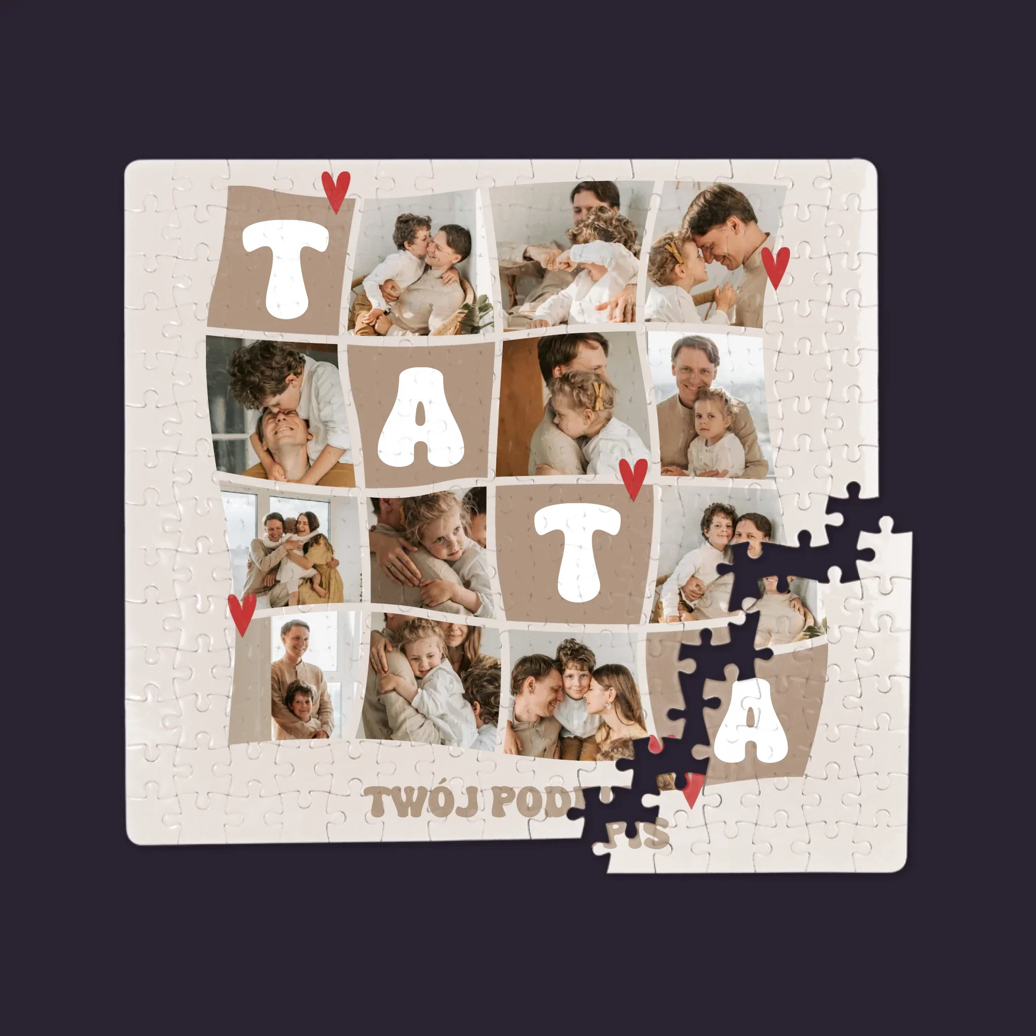 Fotokolaż: Najlepszy Tata Kafelki - Personalizowane Puzzle