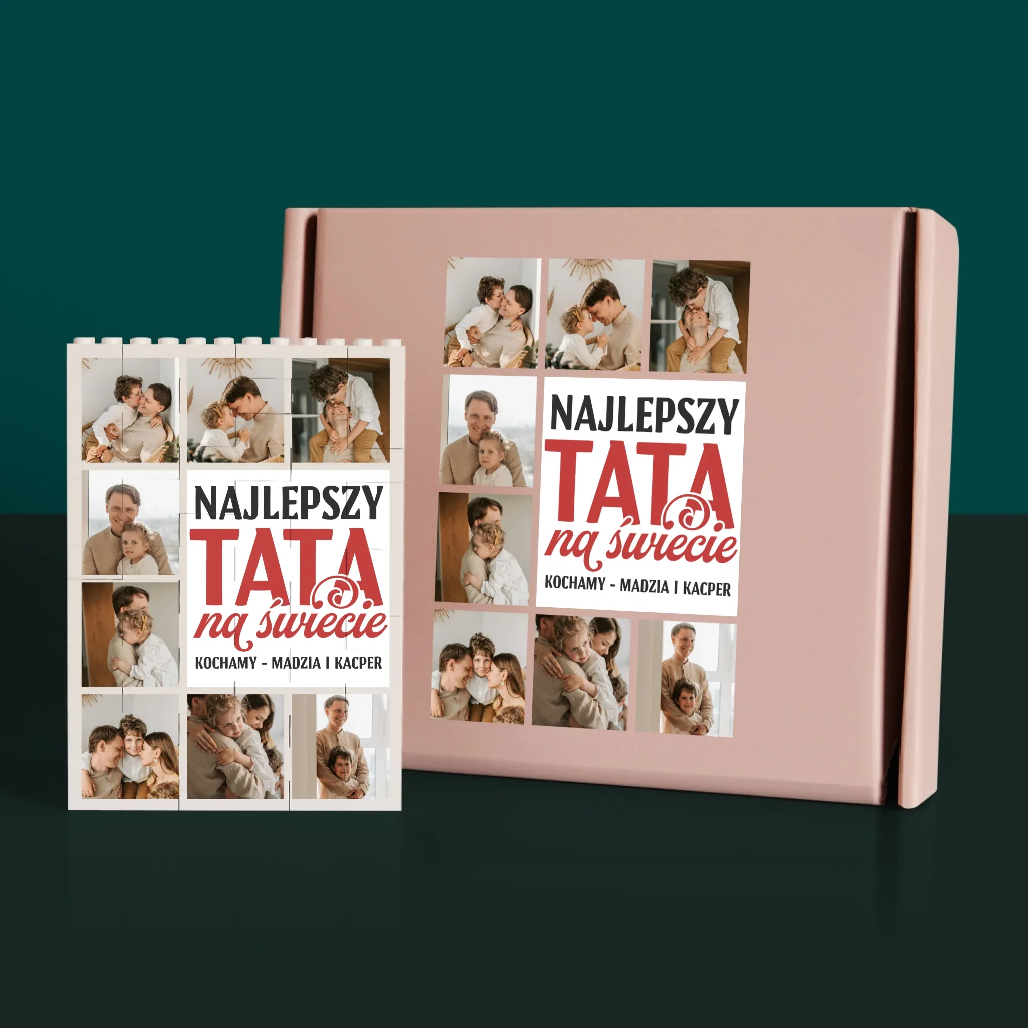 Fotokolaż: Najlepszy Tata Na Całym Świecie - Klocki LEGO z Nadrukiem - Image 4