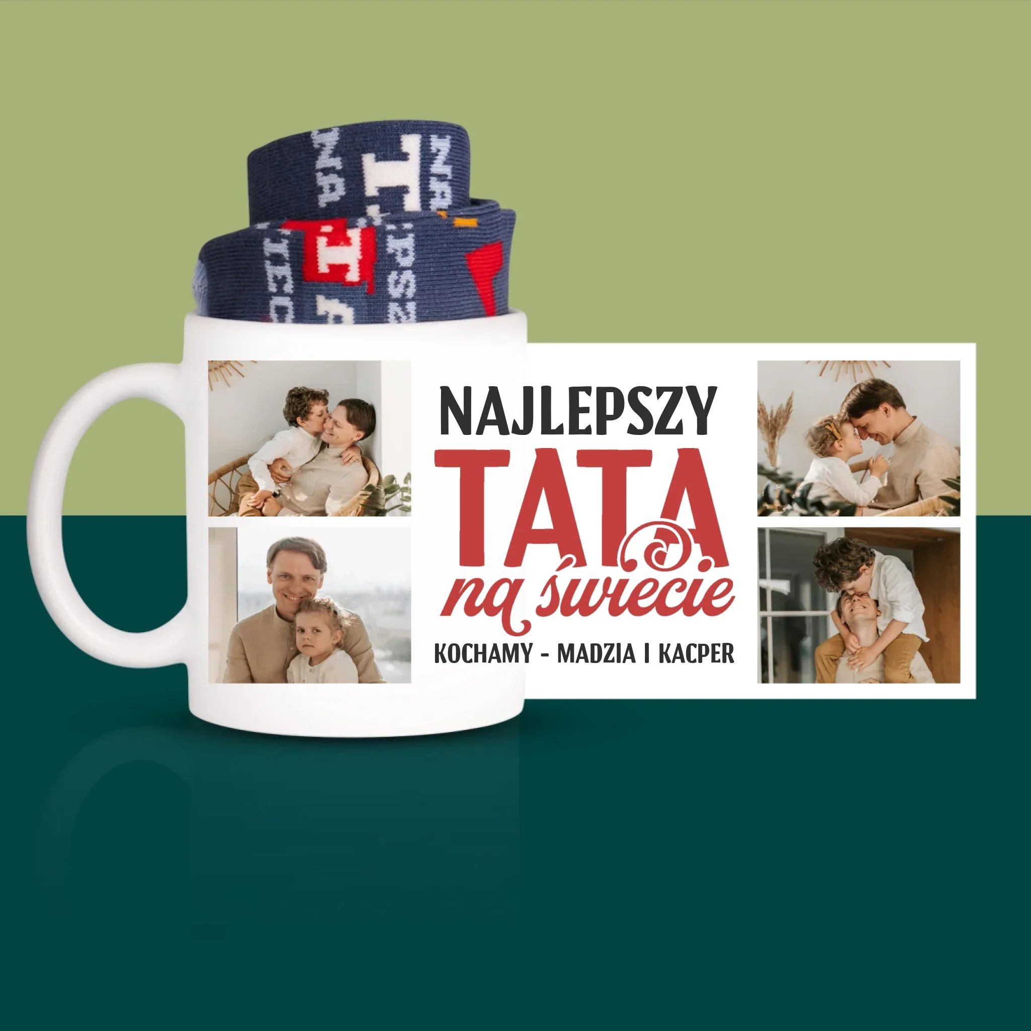 Fotokolaż: Najlepszy Tata Na Całym Świecie - Skarpetki w Kubku Dla Taty - Image 3