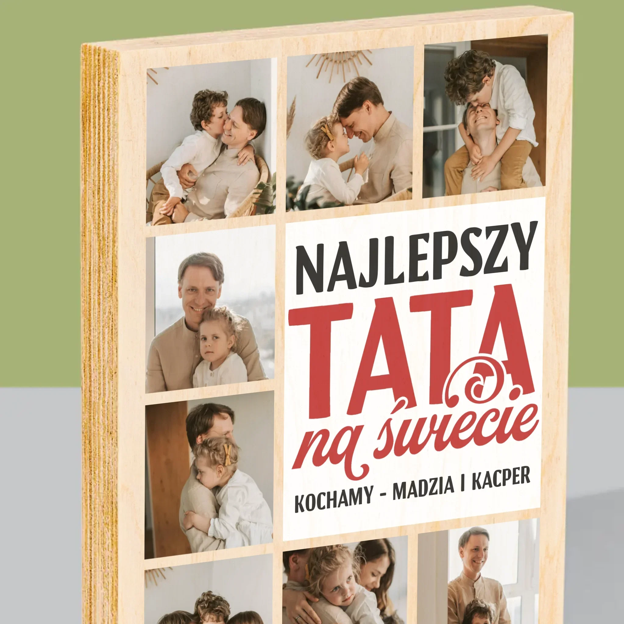 Fotokolaż: Najlepszy Tata Na Całym Świecie - Wydruk Na Drewnie - Image 2