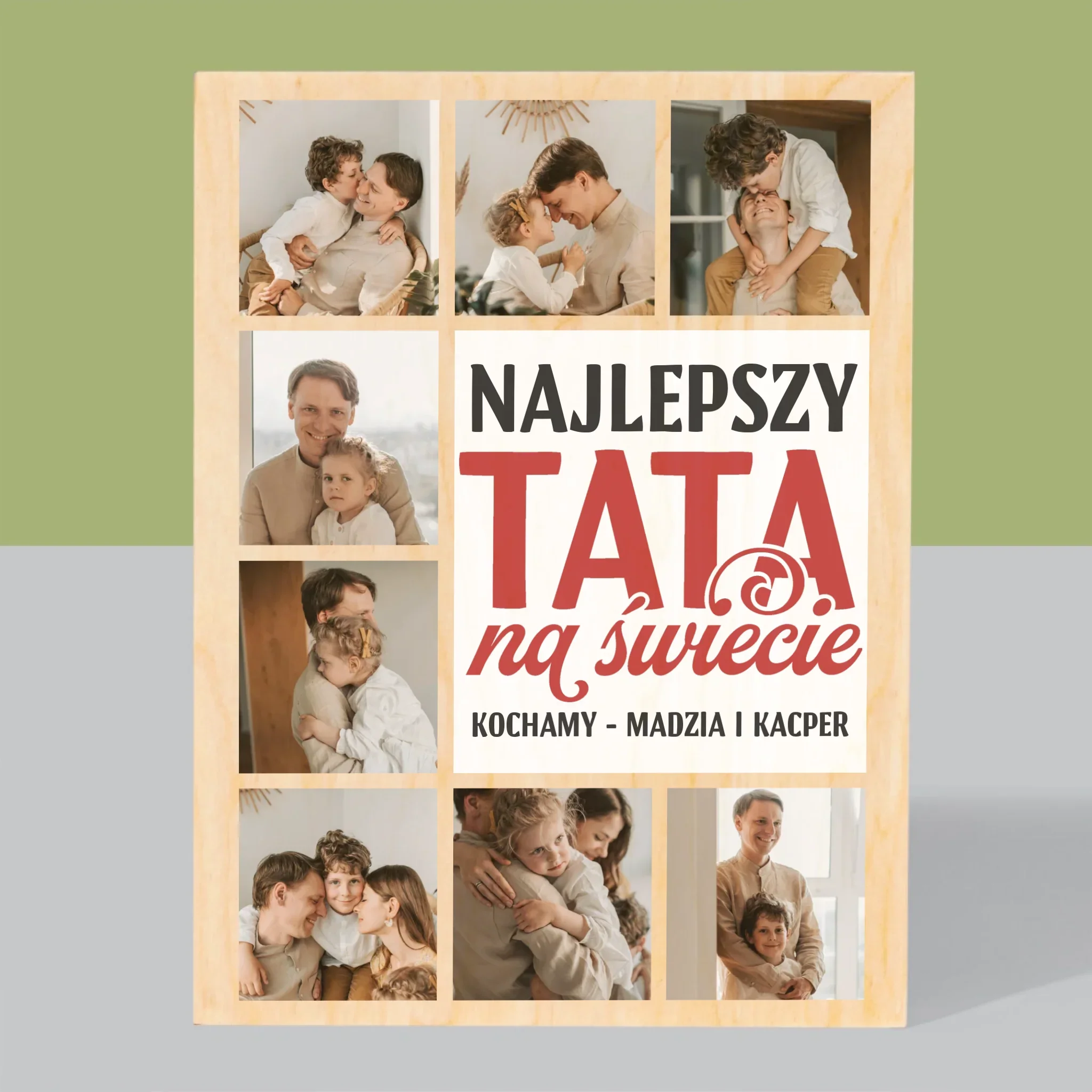 Fotokolaż: Najlepszy Tata Na Całym Świecie - Wydruk Na Drewnie - Image 3