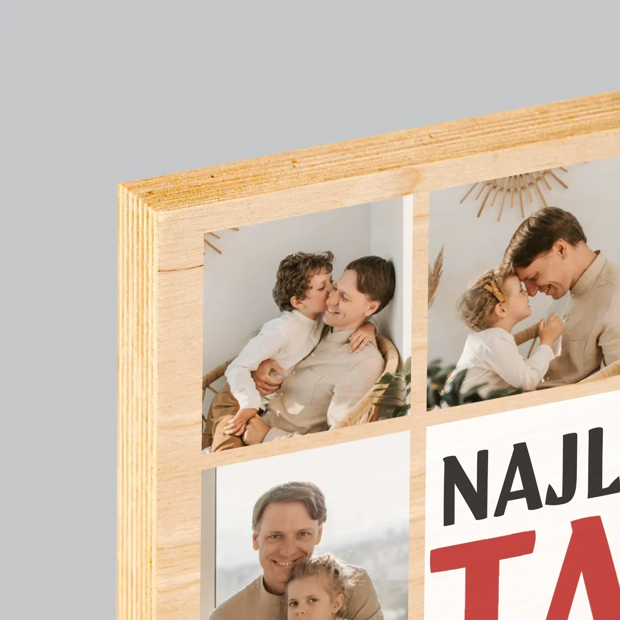 Fotokolaż: Najlepszy Tata Na Całym Świecie - Wydruk Na Drewnie - Image 4