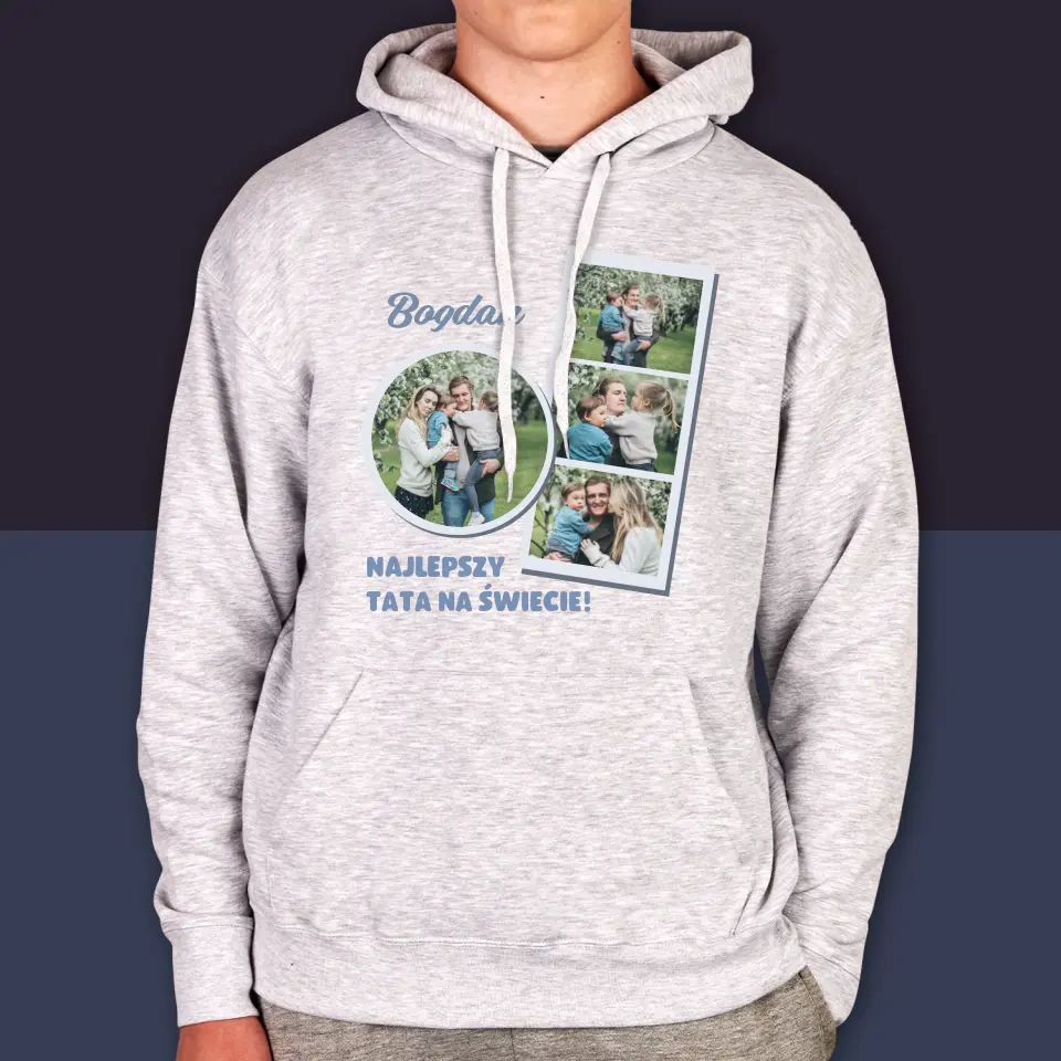 Fotokolaż: Najlepszy Tata Na Świecie - Bluza Męska z Kapturem - Image 4