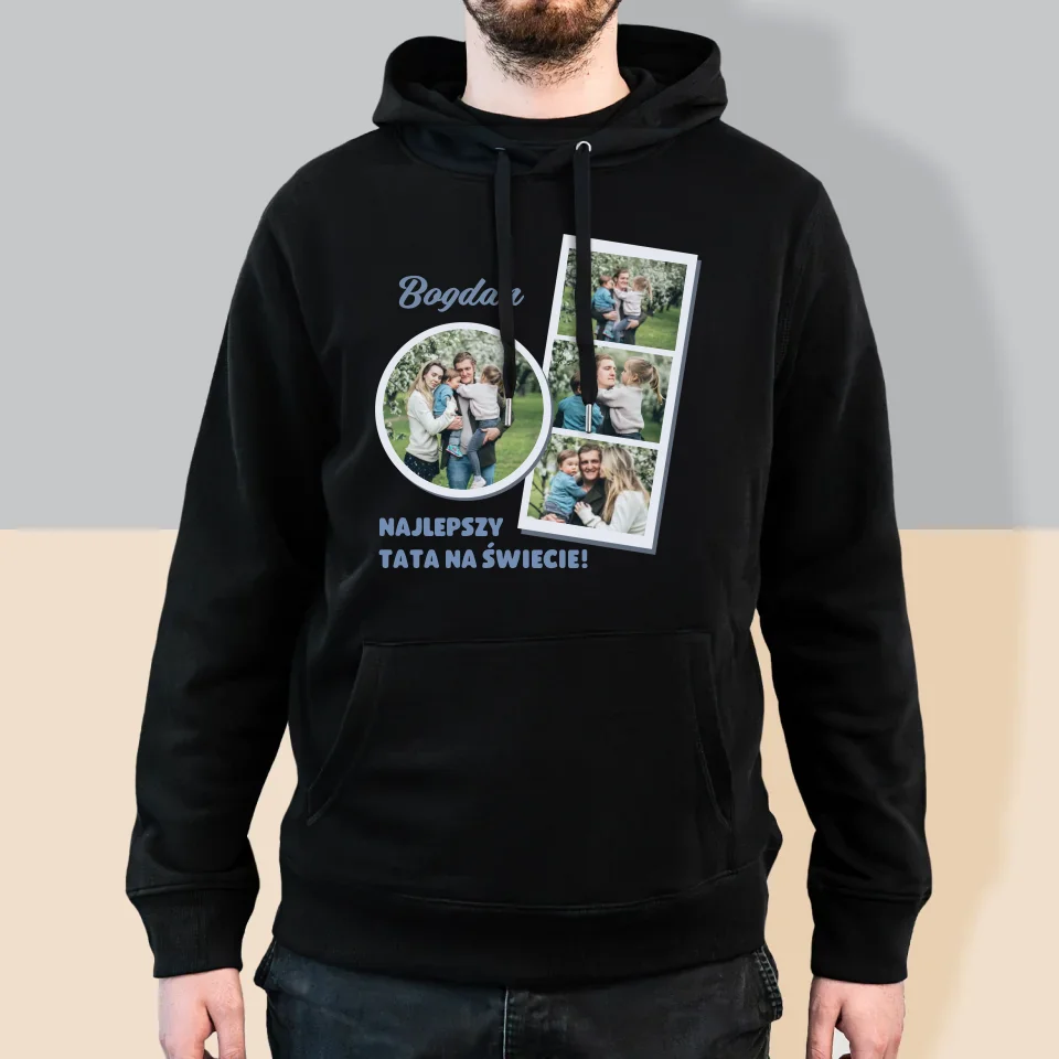 Fotokolaż: Najlepszy Tata Na Świecie - Bluza Męska z Kapturem - Image 5