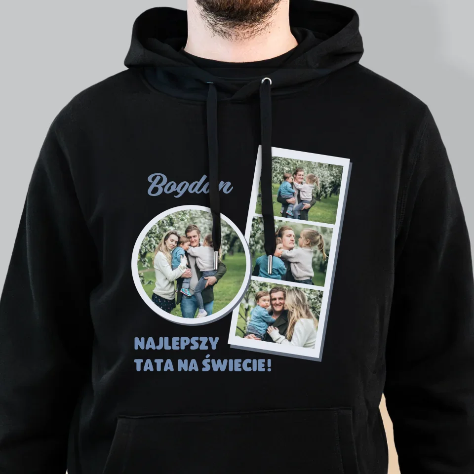 Fotokolaż: Najlepszy Tata Na Świecie - Bluza Męska z Kapturem - Image 6