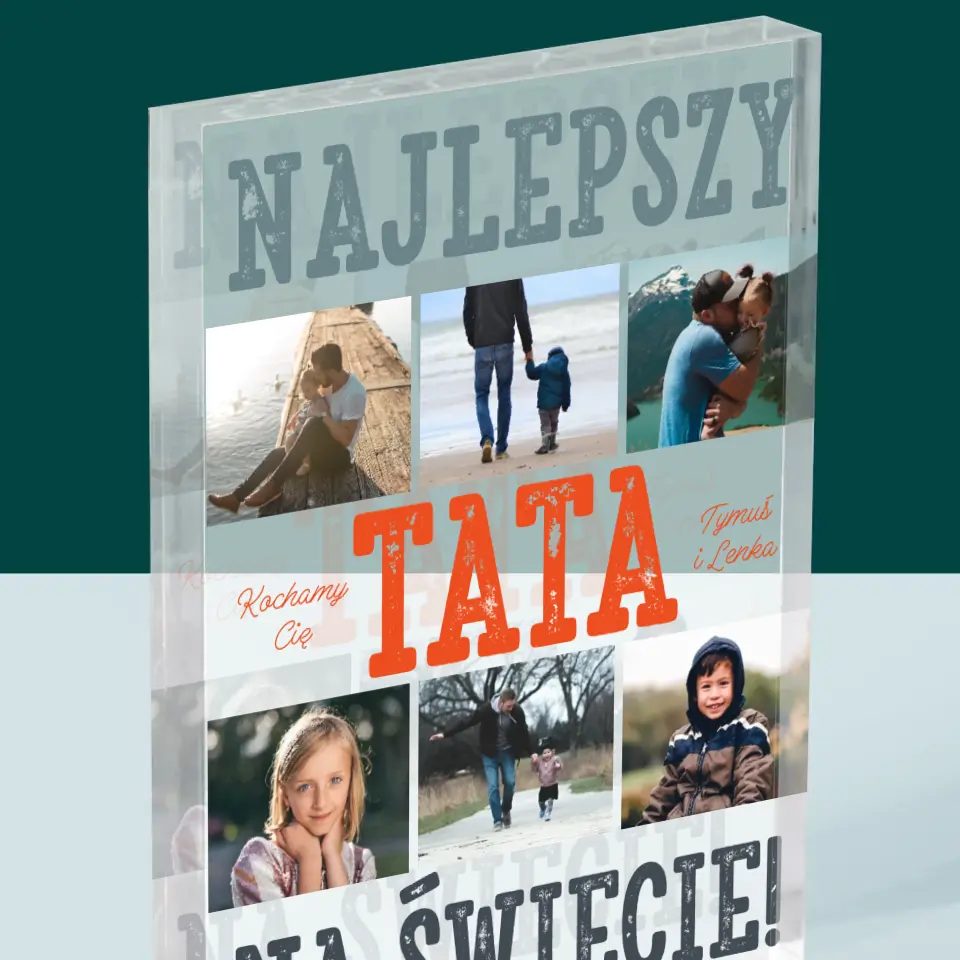 Fotokolaż: Najlepszy Tata Na Świecie Zdjęcia - Blok Akrylowy z Nadrukiem - Image 2