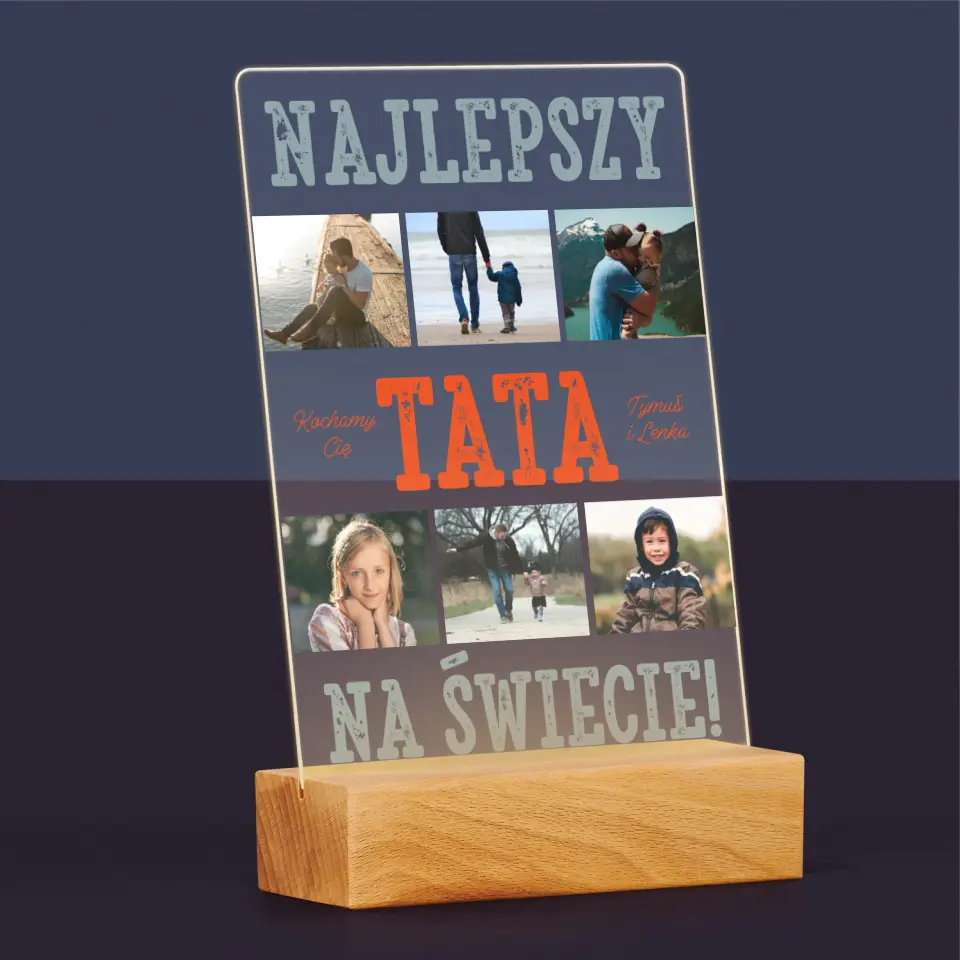 Fotokolaż: Najlepszy Tata Na Świecie Zdjęcia - Wydruk Na Szkle Akrylowym - Image 5