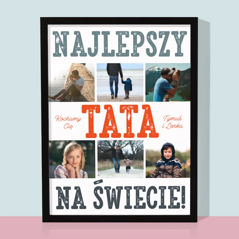 Fotokolaż: Najlepszy Tata Na Świecie Zdjęcia - Wydruk Obramowany - Image 5
