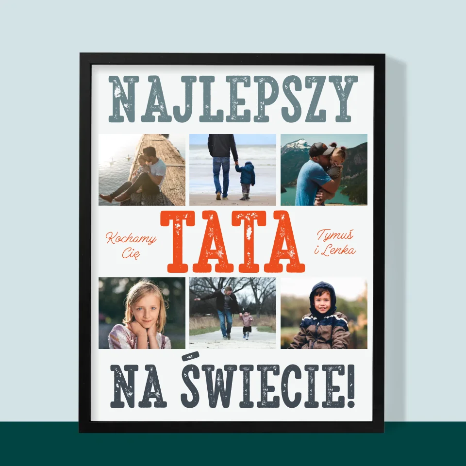 Fotokolaż: Najlepszy Tata Na Świecie Zdjęcia - Wydruk Obramowany - Image 9