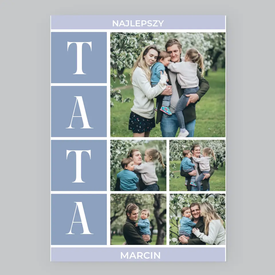 Fotokolaż: Najlepszy Tata - Wydruk Obramowany