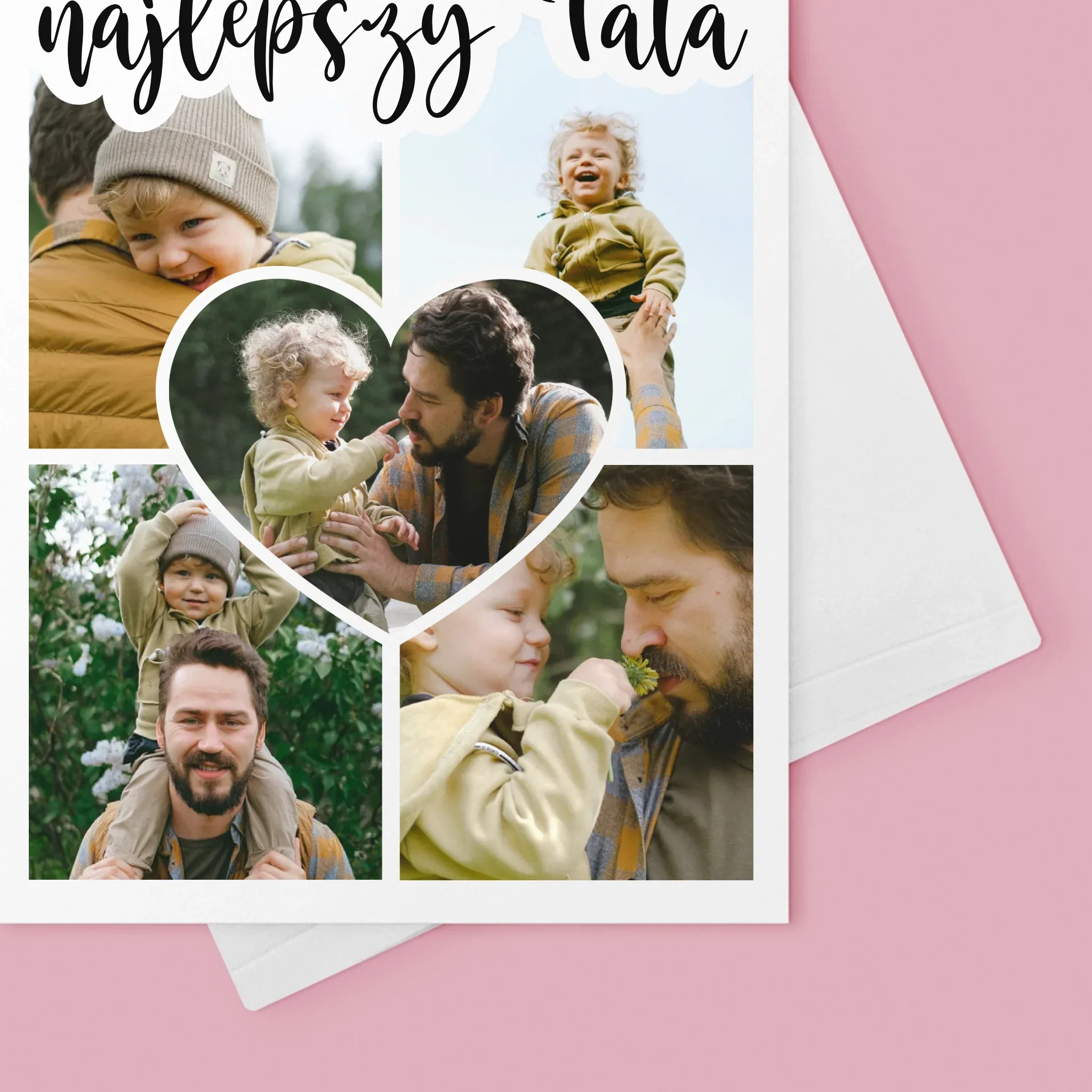 Fotokolaż: Najlepszy Tata Zdjęcie w Sercu - Kartka z Życzeniami - Image 4