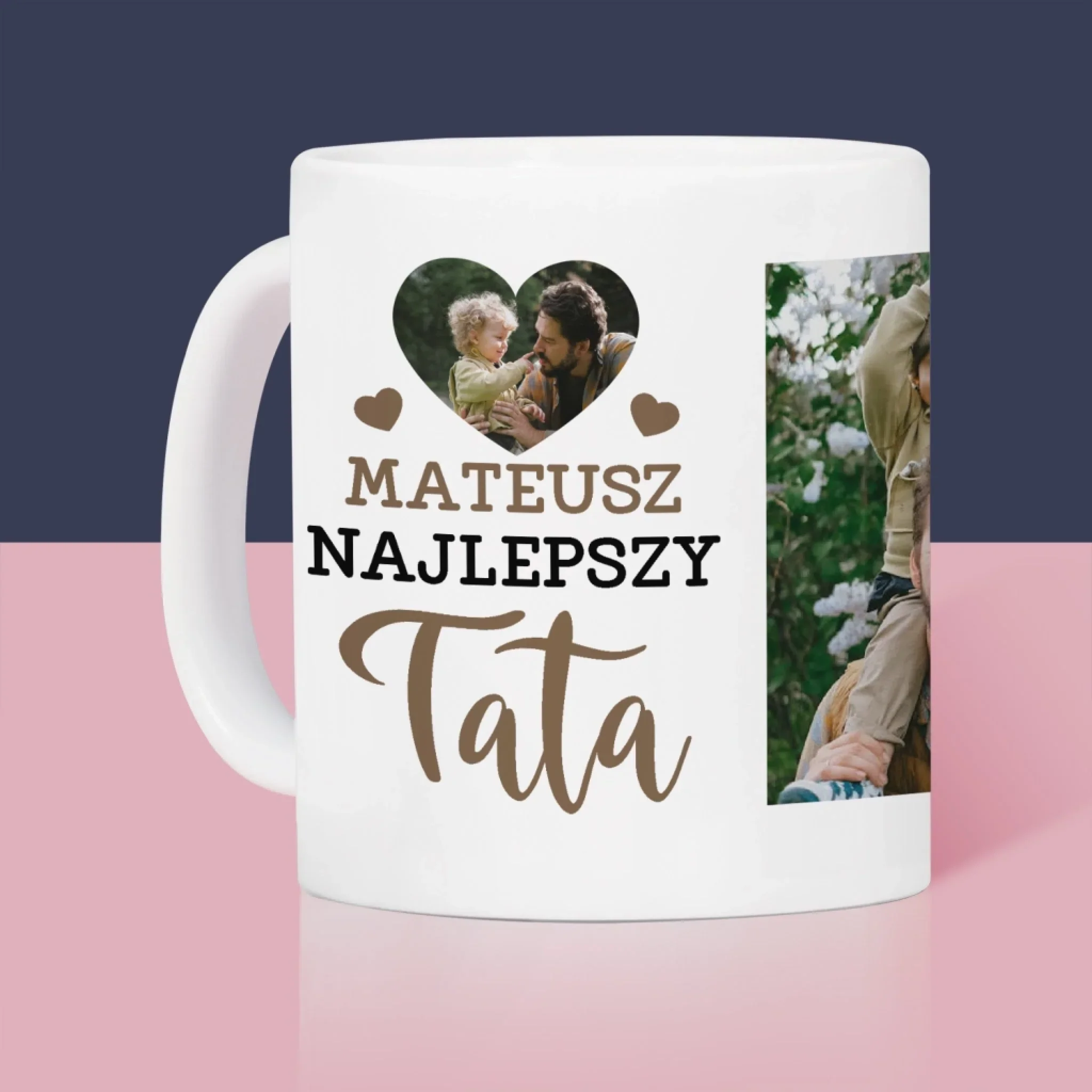 Fotokolaż: Najlepszy Tata Zdjęcie w Sercu - Kubek z Nadrukiem