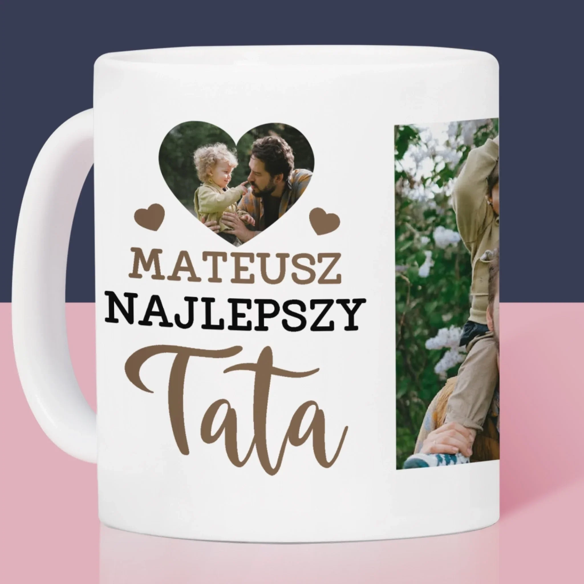 Fotokolaż: Najlepszy Tata Zdjęcie w Sercu - Kubek z Nadrukiem - Image 2