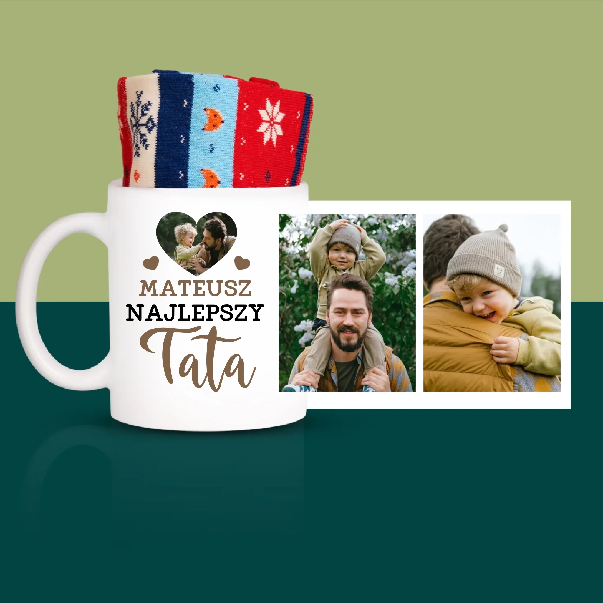 Fotokolaż: Najlepszy Tata Zdjęcie w Sercu - Skarpetki w Kubku Dla Taty - Image 3