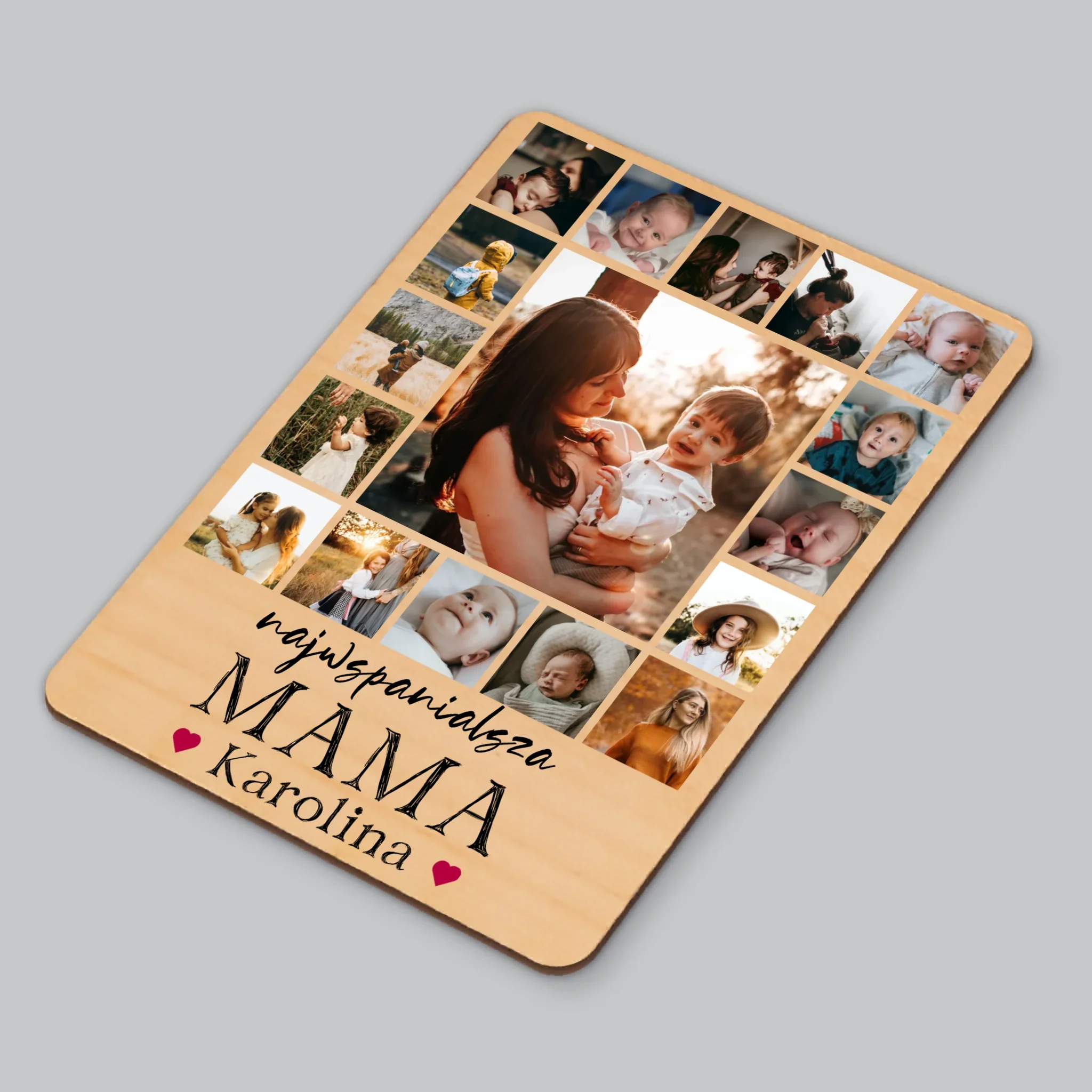 Fotokolaż: Najwspanialsza Mama - Magnes Drewniany - Image 3