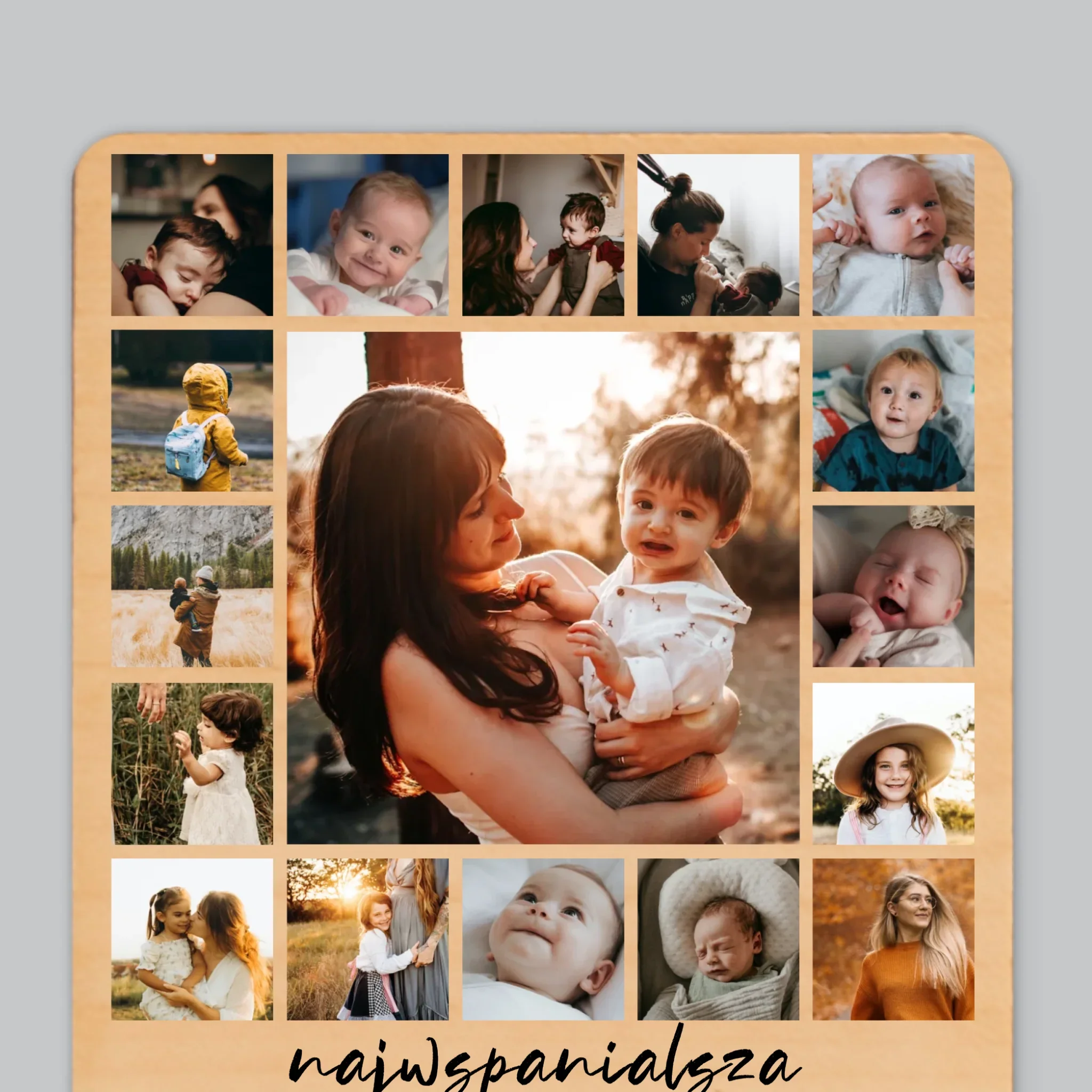Fotokolaż: Najwspanialsza Mama - Magnes Drewniany - Image 4
