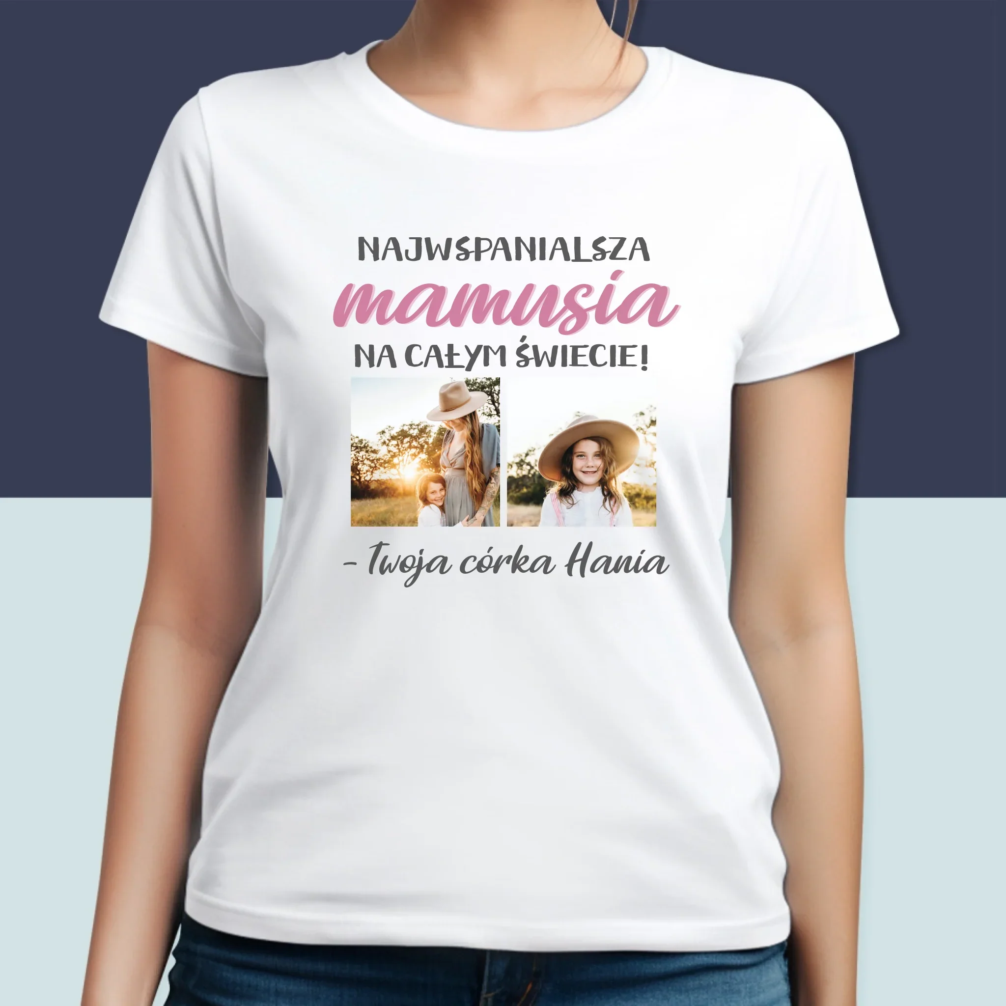 Fotokolaż: Najwspanialsza Mamusia - Koszulka Damska z Nadrukiem