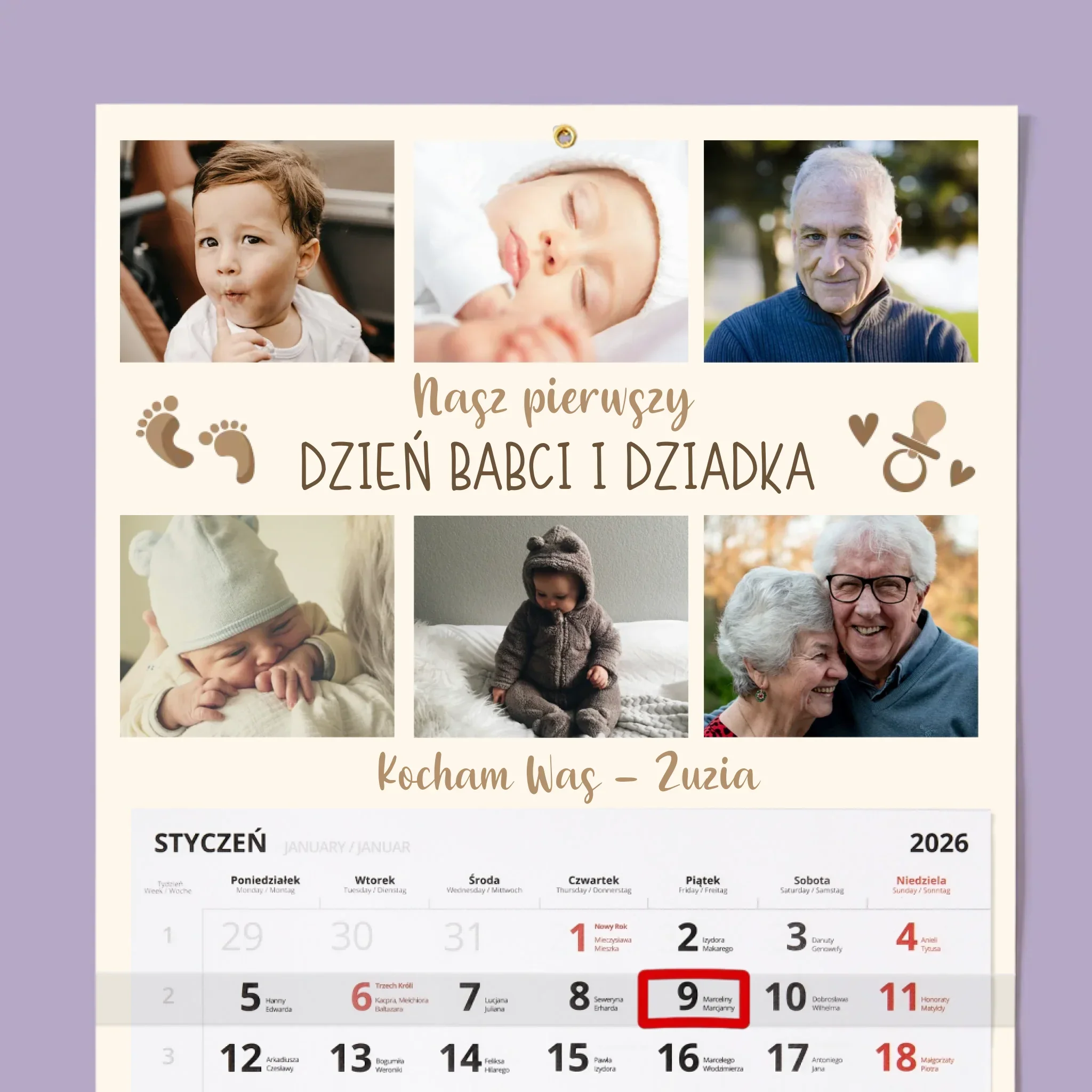 Fotokolaż: Nasz Pierwszy Dzień Babci i Dziadka - Personalizowany Kalendarz Jednodzielny - Image 2