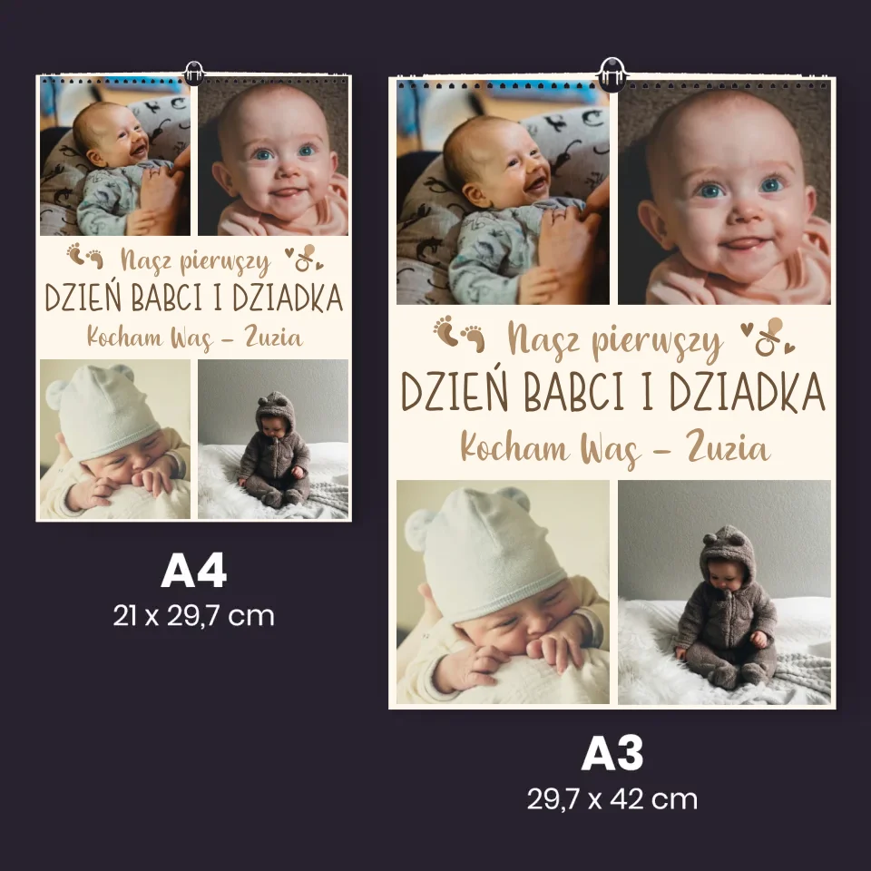 Fotokolaż: Nasz Pierwszy Dzień Babci i Dziadka - Personalizowany Kalendarz Ścienny - Image 5