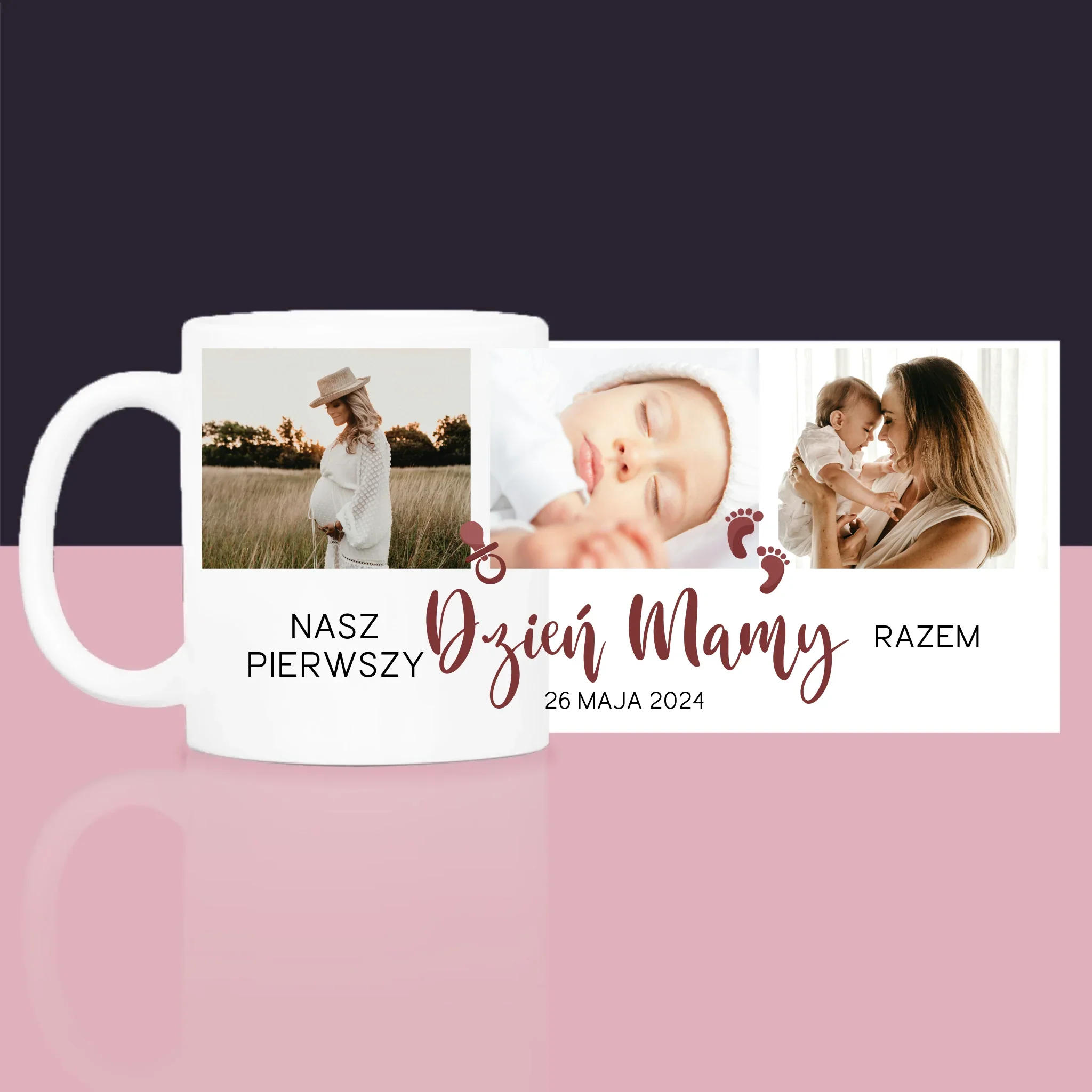 Fotokolaż: Nasz Pierwszy Dzień Mamy - Zestaw prezentowy z kubkiem, herbatą i słodkościami - Image 5