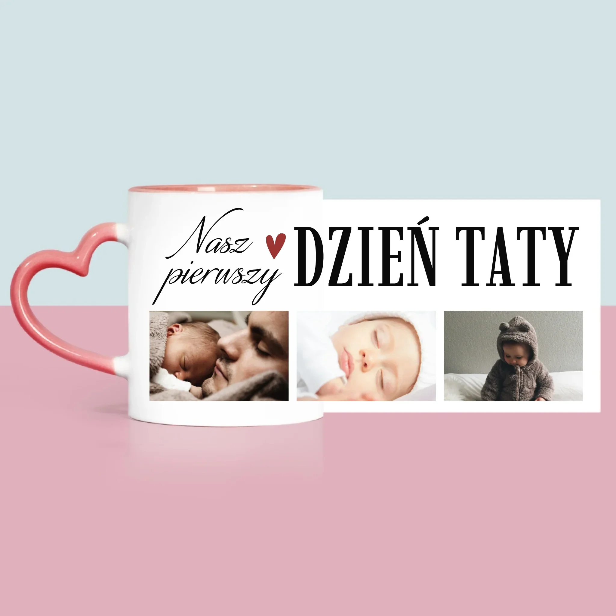 Fotokolaż: Nasz Pierwszy Dzień Taty Serce - Kubek z Nadrukiem - Image 10