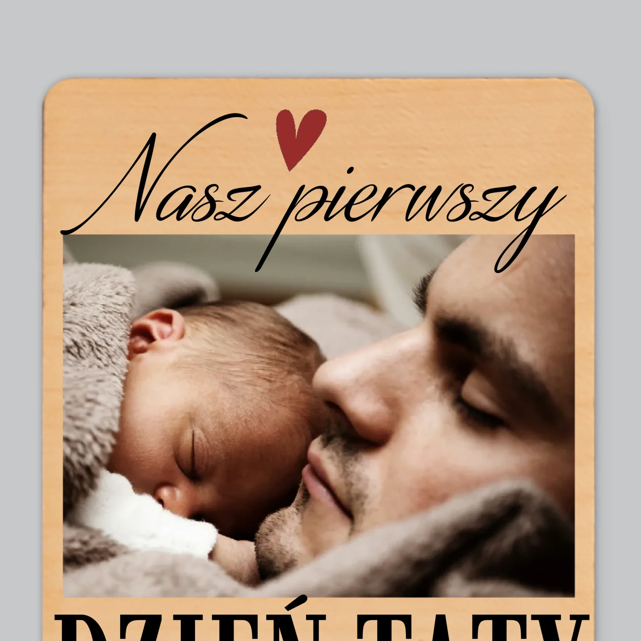 Fotokolaż: Nasz Pierwszy Dzień Taty Serce - Magnes Drewniany - Image 4