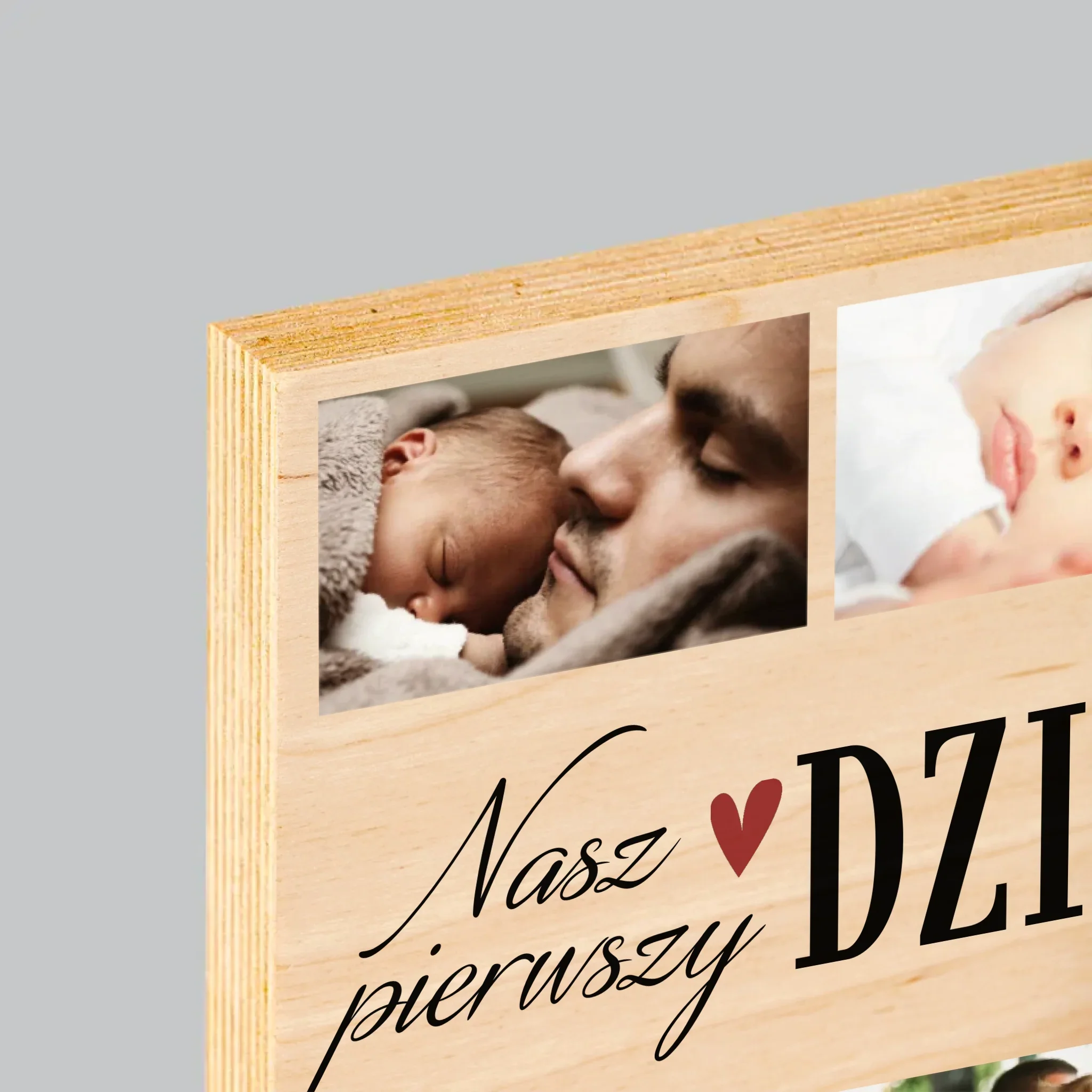 Fotokolaż: Nasz Pierwszy Dzień Taty Serce - Wydruk Na Drewnie - Image 4