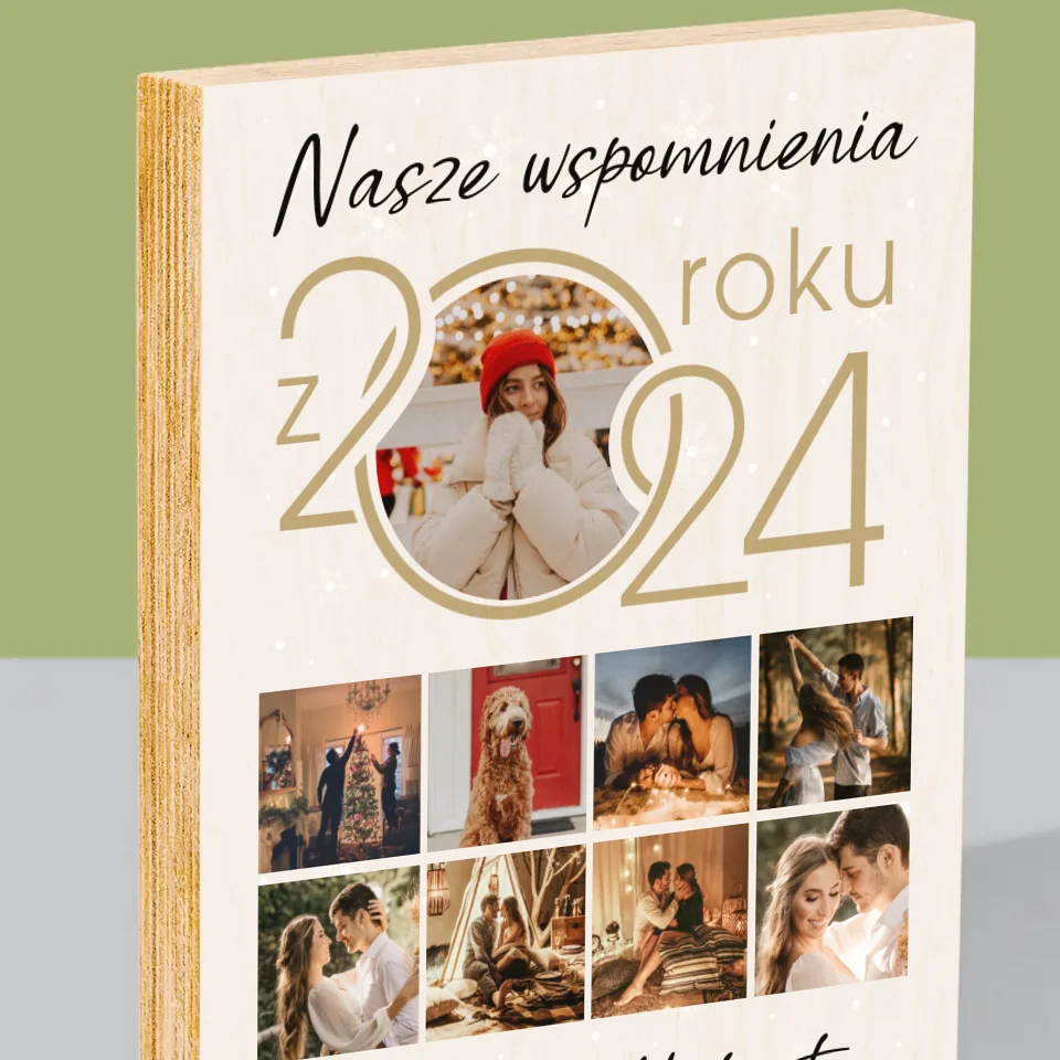 Fotokolaż: Nasze Wspomnienia Z Roku - Wydruk Na Drewnie - Image 2