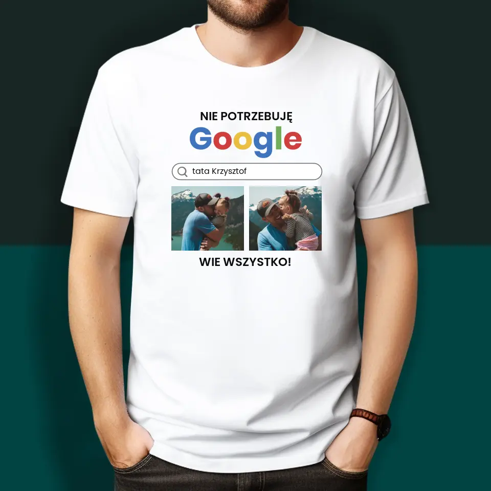 Fotokolaż: Nie Potrzebuję Google - Koszulki Dla Par - Image 2