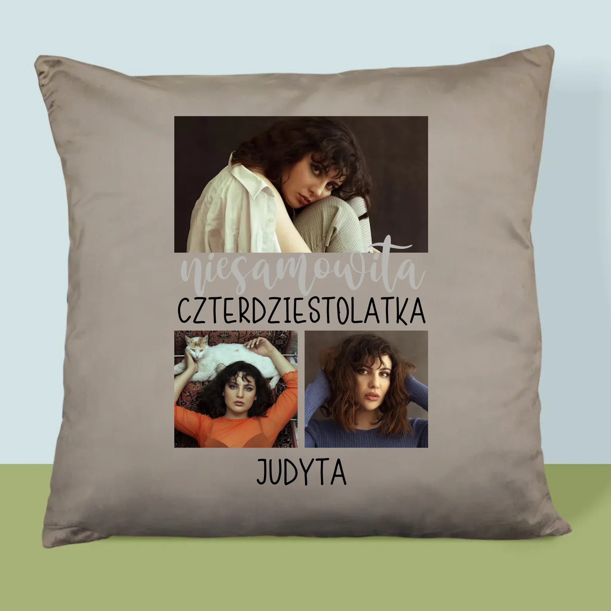 Fotokolaż: Niesamowita Czterdziestolatka - Poduszka z Nadrukiem - Image 3