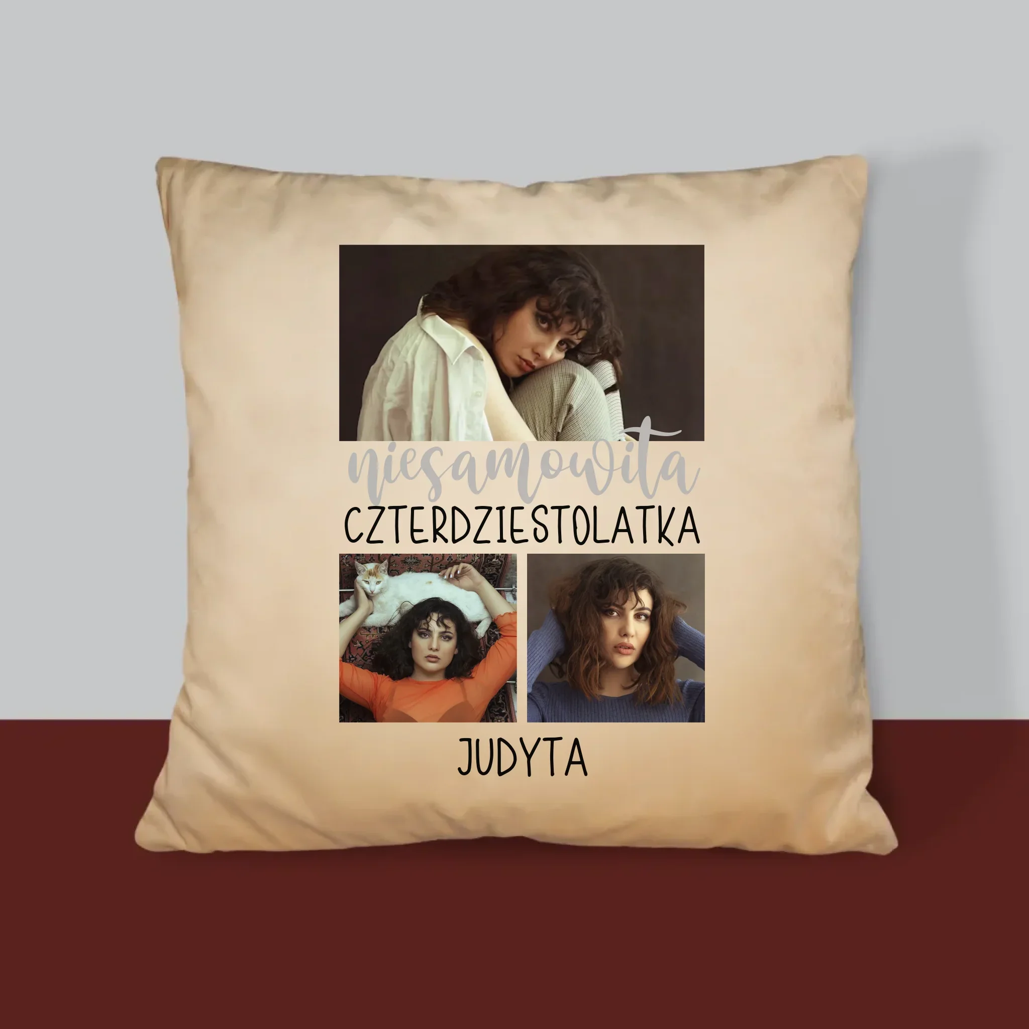 Fotokolaż: Niesamowita Czterdziestolatka - Poduszka z Nadrukiem - Image 4