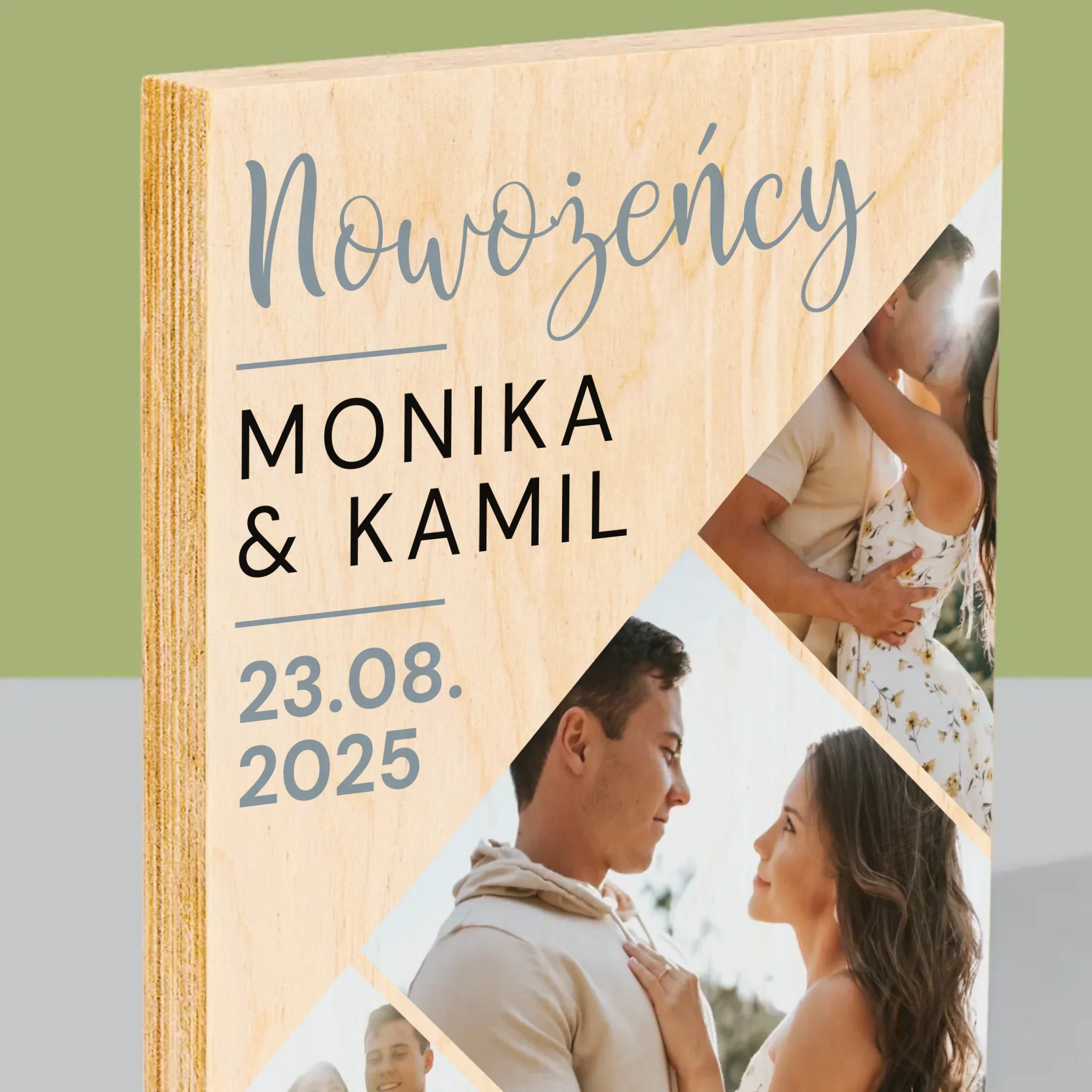 Fotokolaż: Nowożeńcy - Wydruk Na Drewnie - Image 2