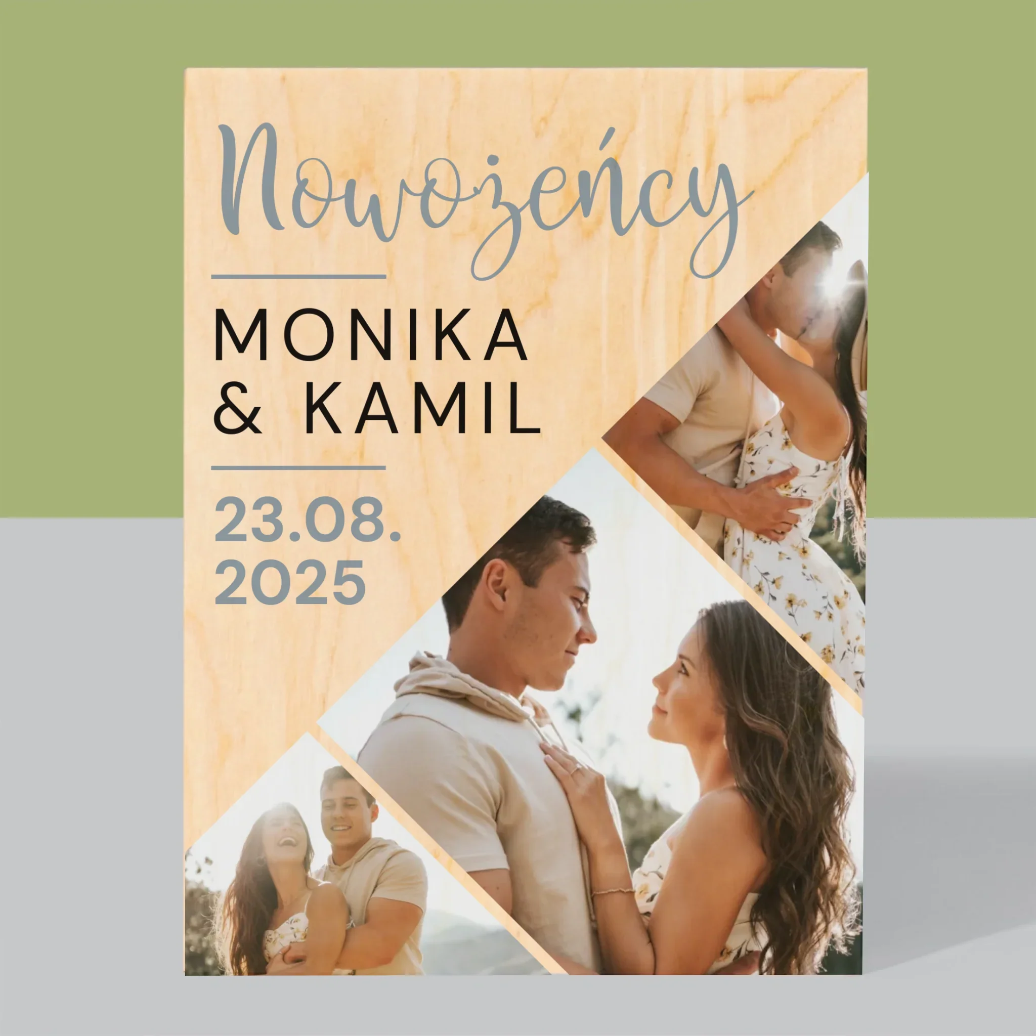 Fotokolaż: Nowożeńcy - Wydruk Na Drewnie - Image 3