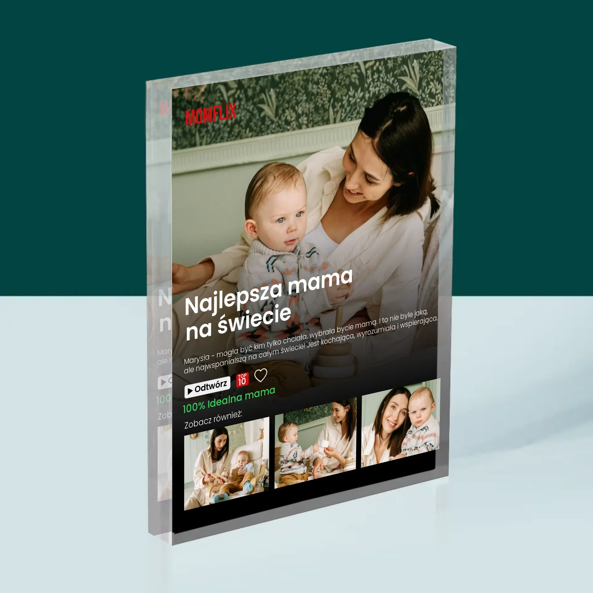 Fotokolaż: Personalizowany Plakat Netflix Dla Mamy - Blok Akrylowy z Nadrukiem