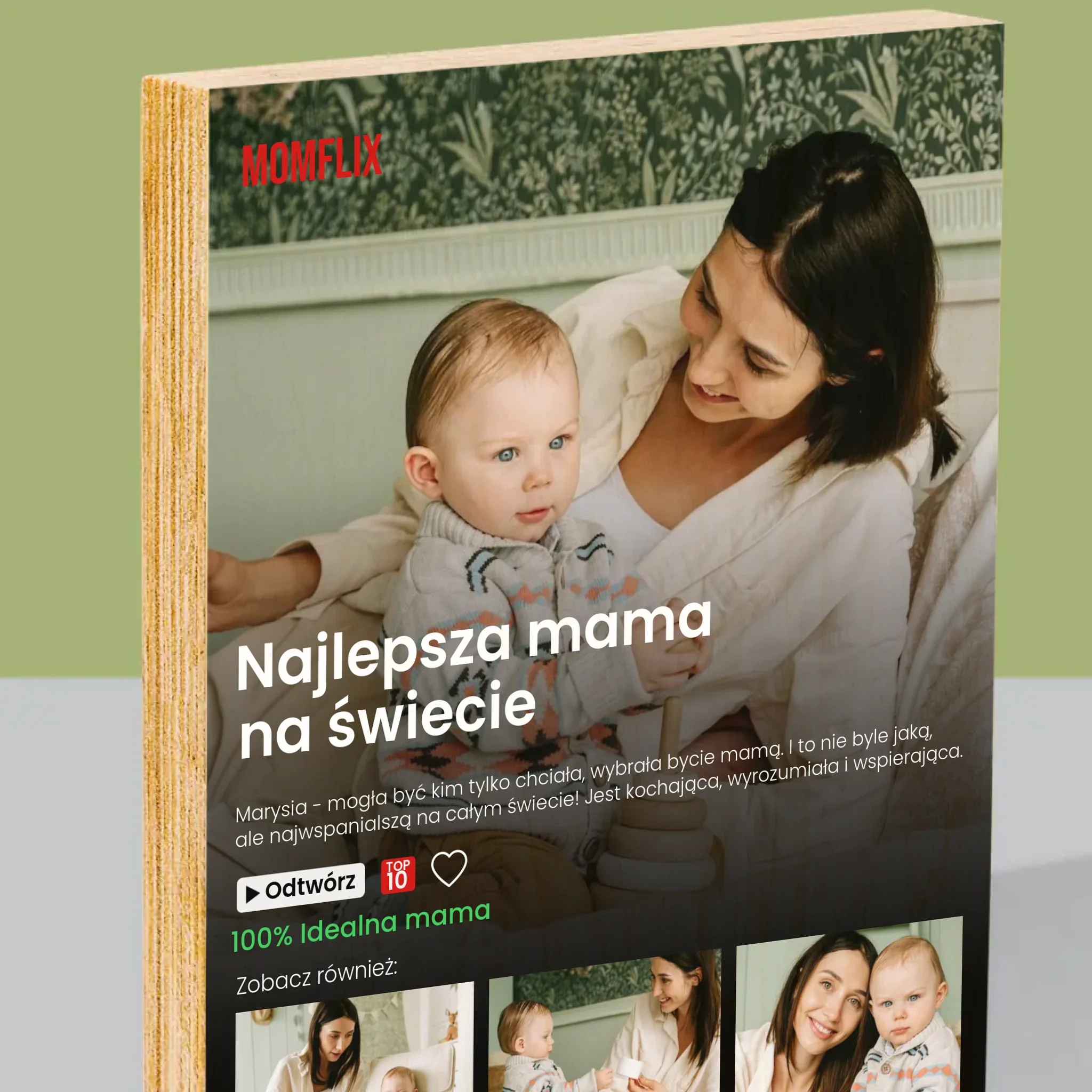 Fotokolaż: Personalizowany Plakat Netflix Dla Mamy - Wydruk Na Drewnie - Image 2