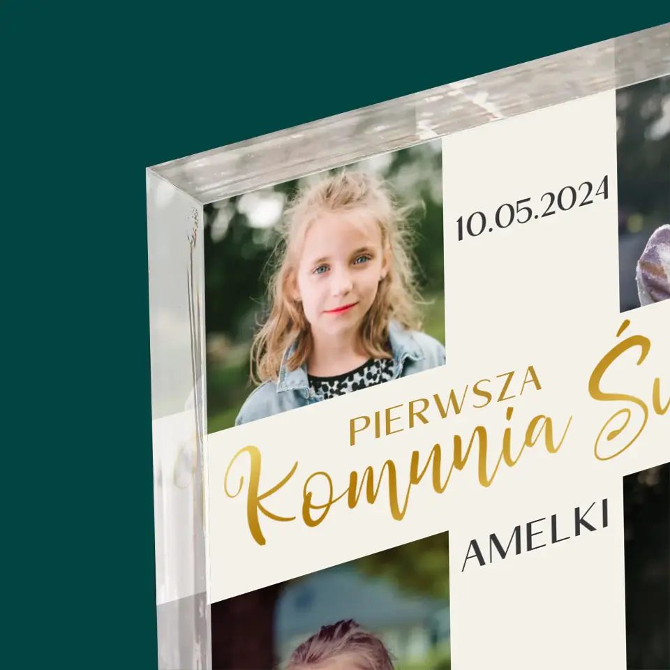 Fotokolaż: Pierwsza Komunia Krzyż - Blok Akrylowy z Nadrukiem - Image 4