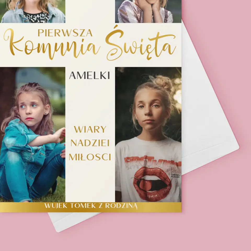 Fotokolaż: Pierwsza Komunia Krzyż - Kartka z Życzeniami - Image 4