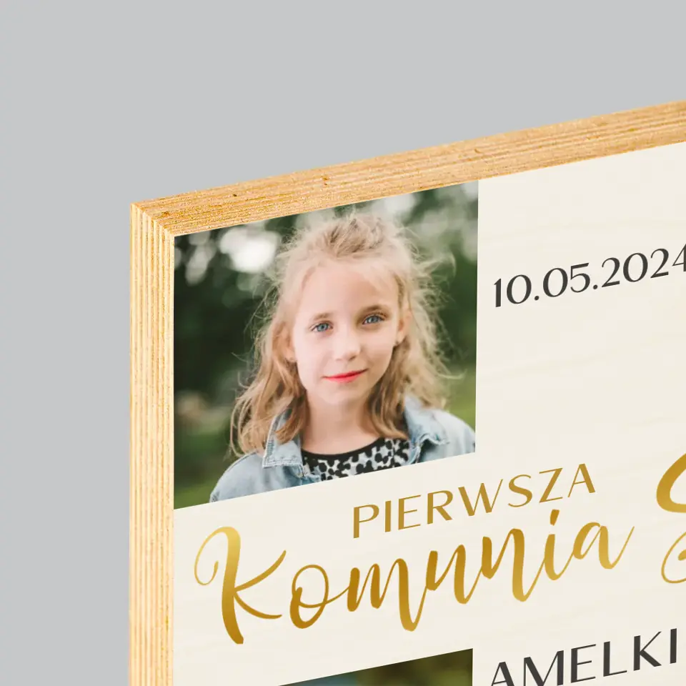 Fotokolaż: Pierwsza Komunia Krzyż - Wydruk Na Drewnie - Image 4